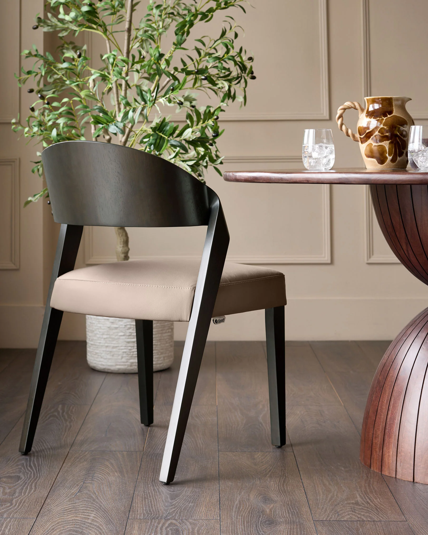 Enzo mocha leather dining chair - Image 3