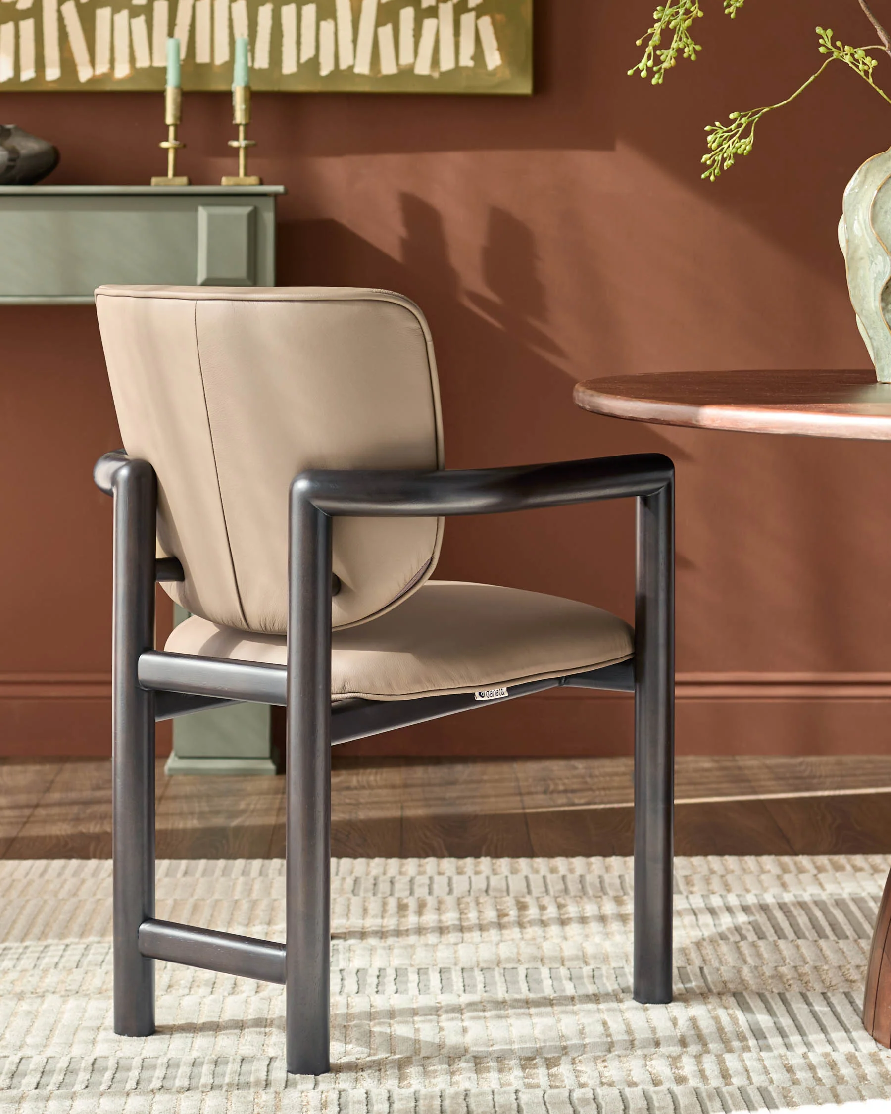 Esme mocha leather dining chair - Image 2