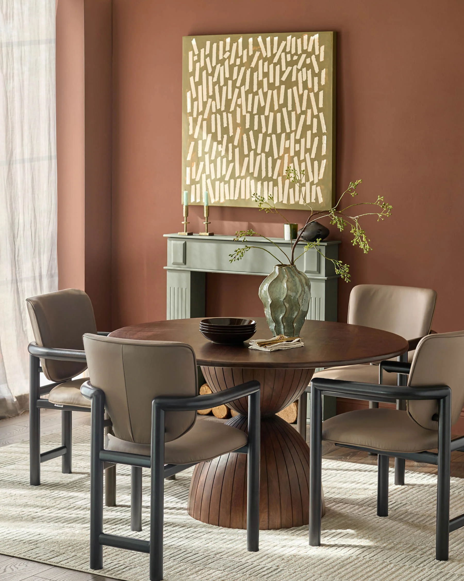 Esme mocha leather dining chair - Image 3