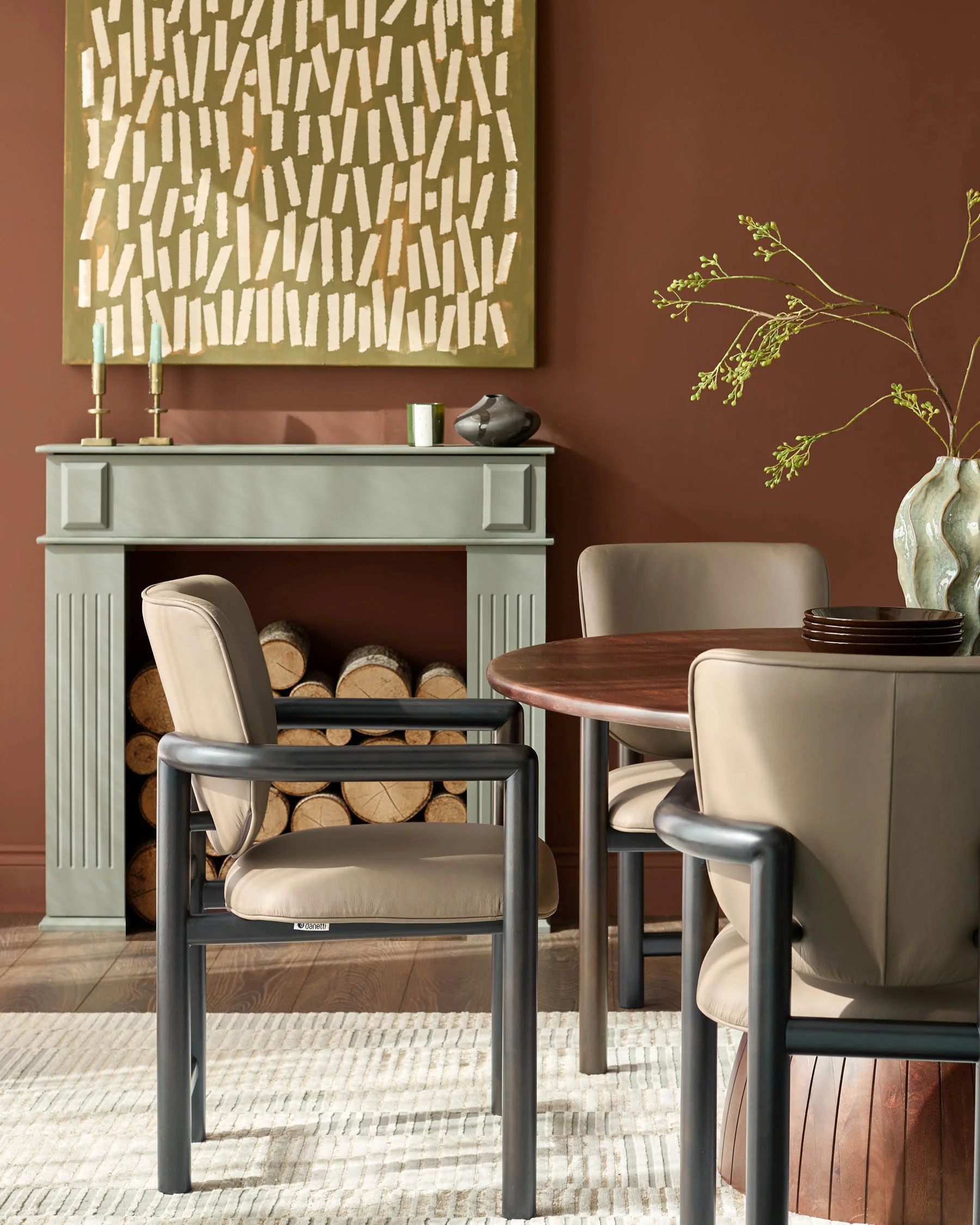 Esme mocha leather dining chair - Image 4