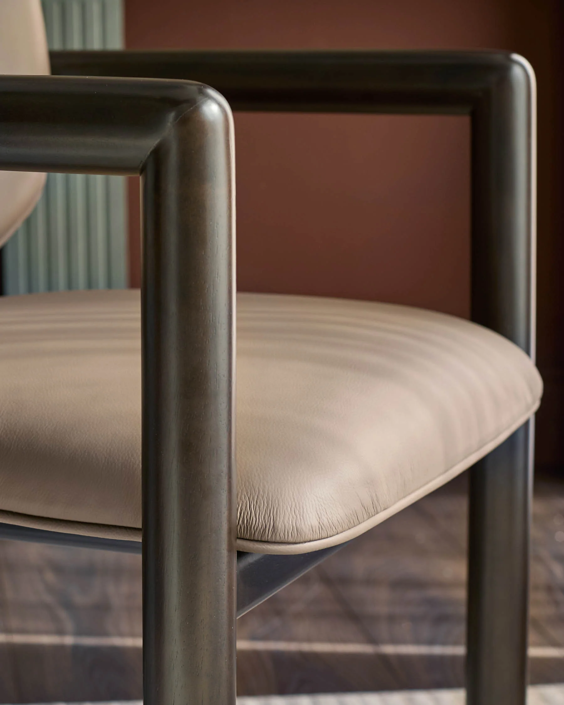 Esme mocha leather dining chair - Image 5