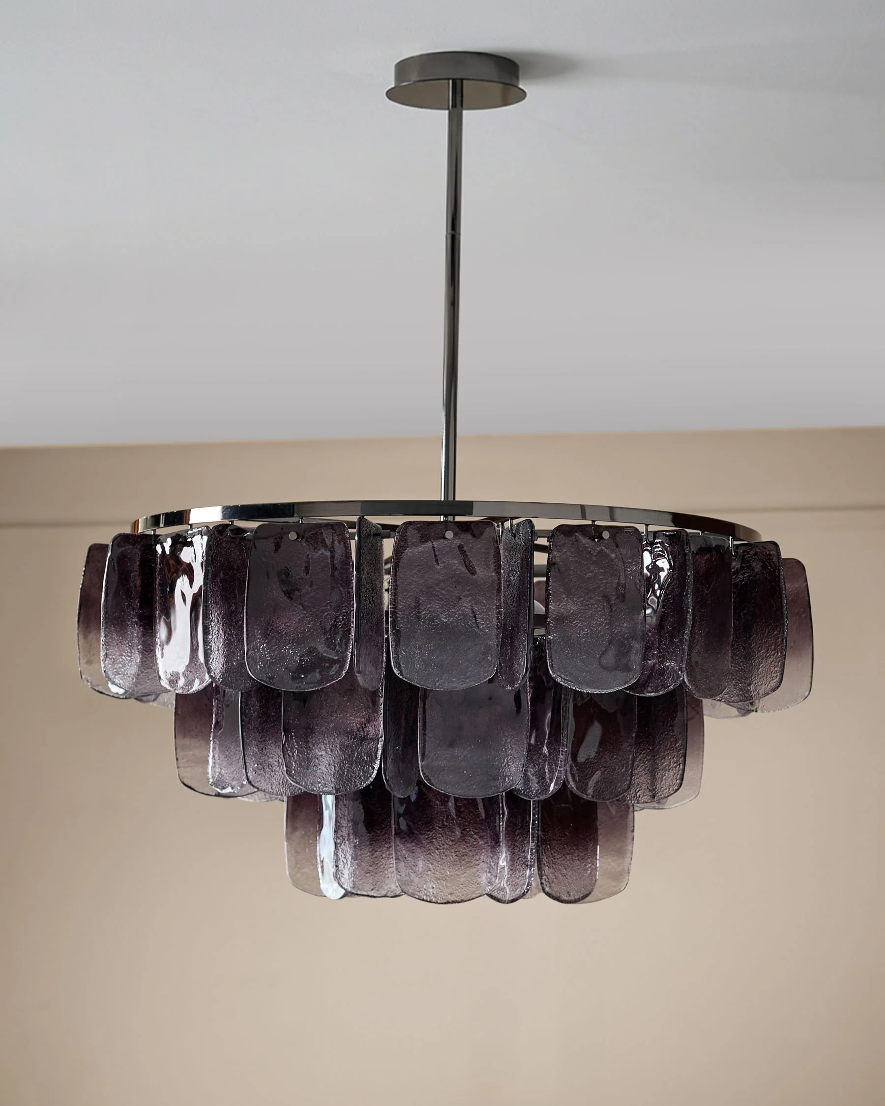 Estelle ombre smoked glass black steel chandelier light