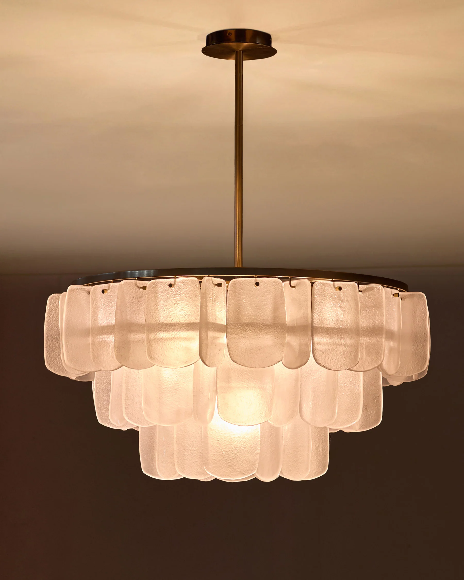 Estelle white glass brushed bronze chandelier light - Image 2