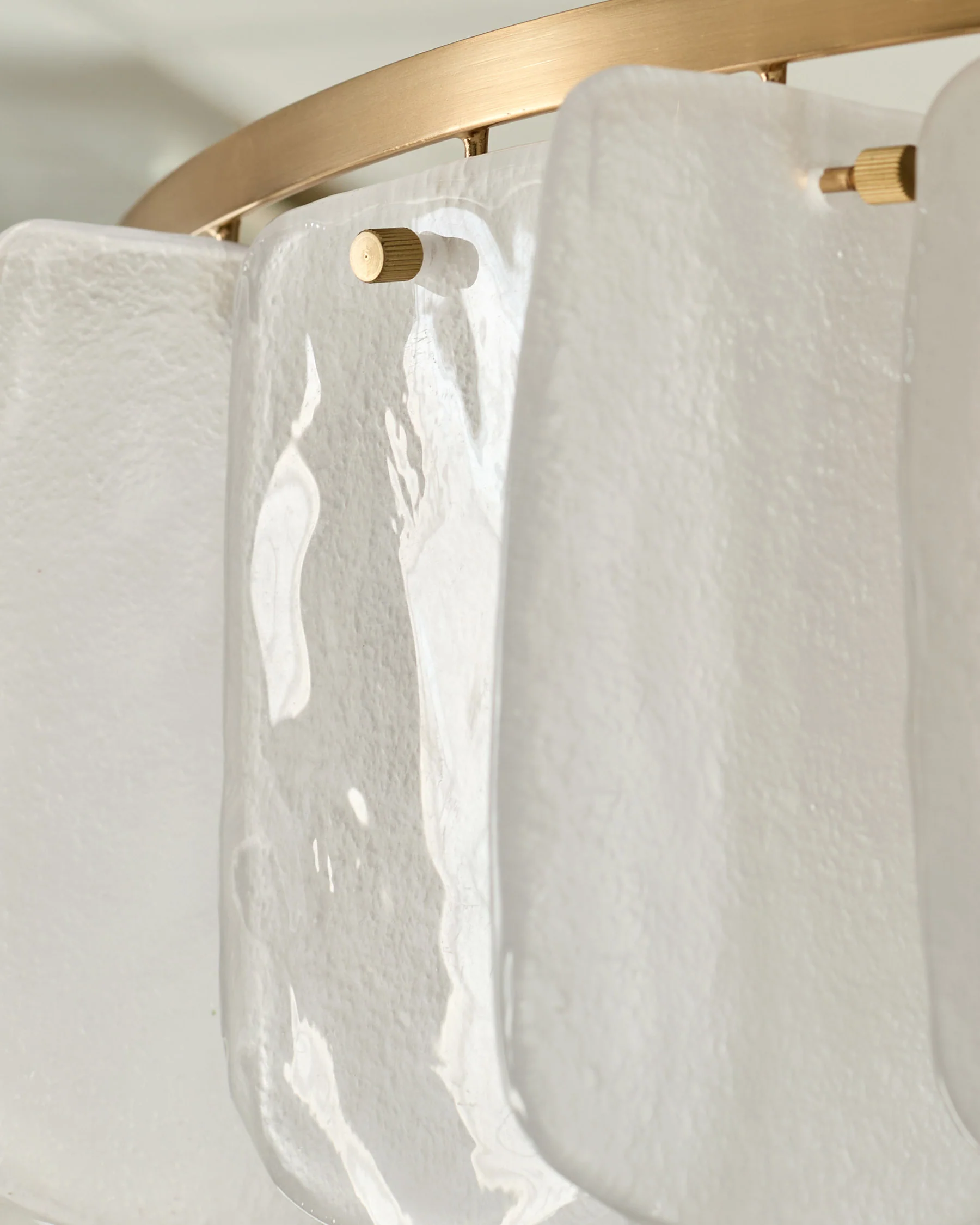 Estelle white glass brushed bronze chandelier light - Image 9