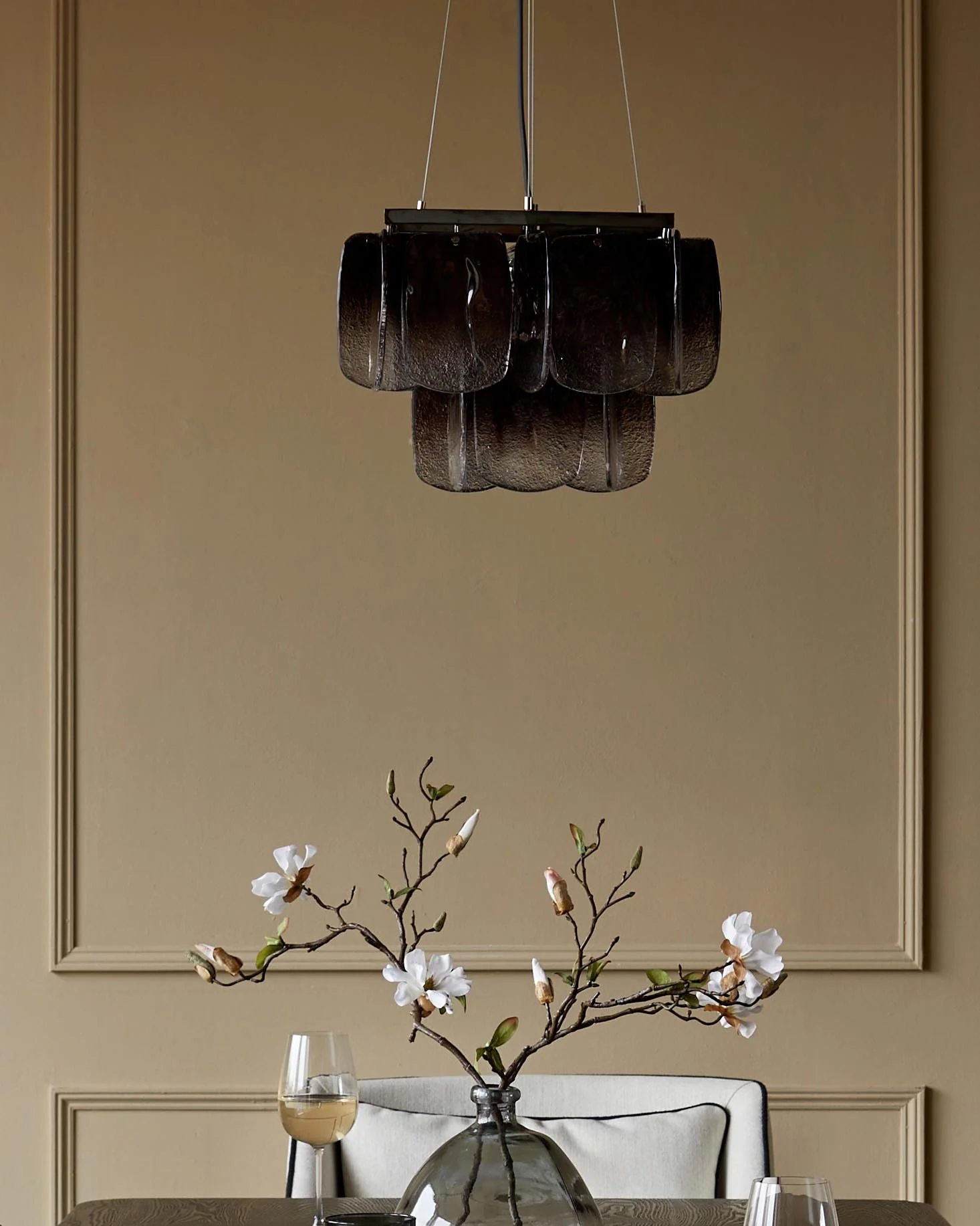 Estelle smoked ombre glass adjustable pendant light - Image 11