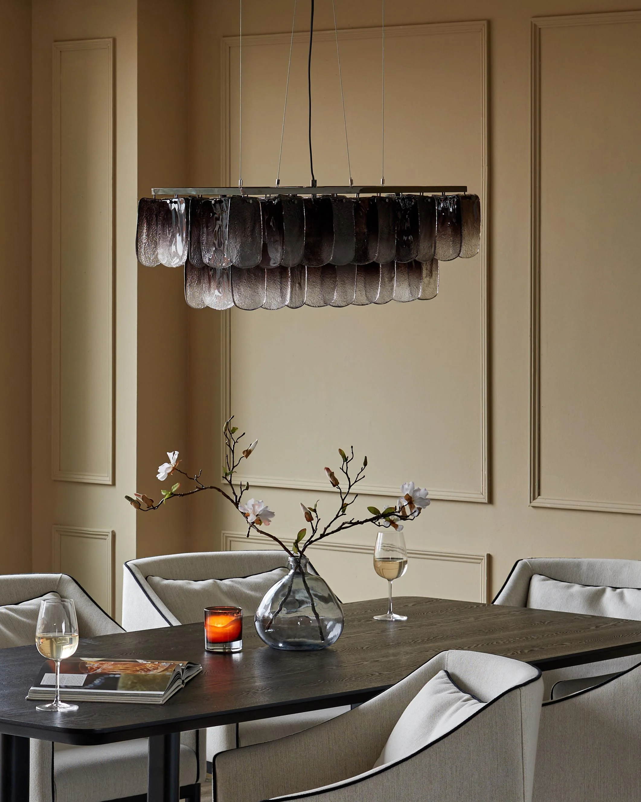 Estelle smoked ombre glass adjustable pendant light - Image 3