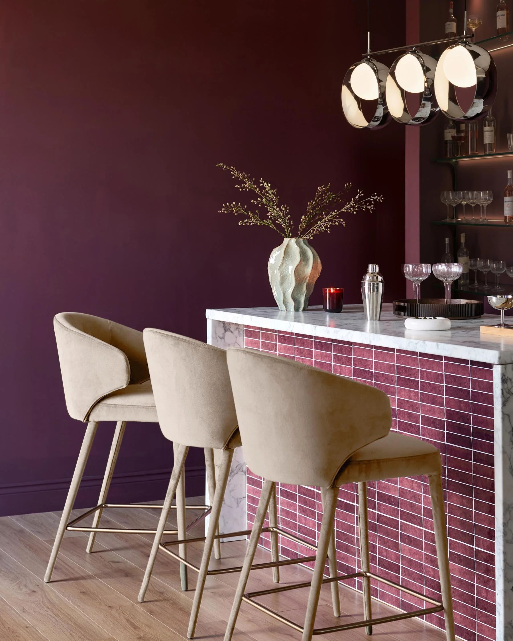 Ethan champagne velvet bar stool - Image 2