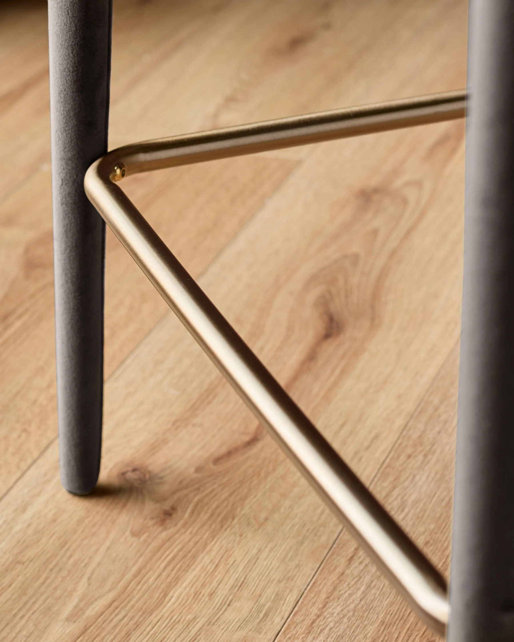 Ethan dark chocolate velvet brushed bronze bar stool - Image 5