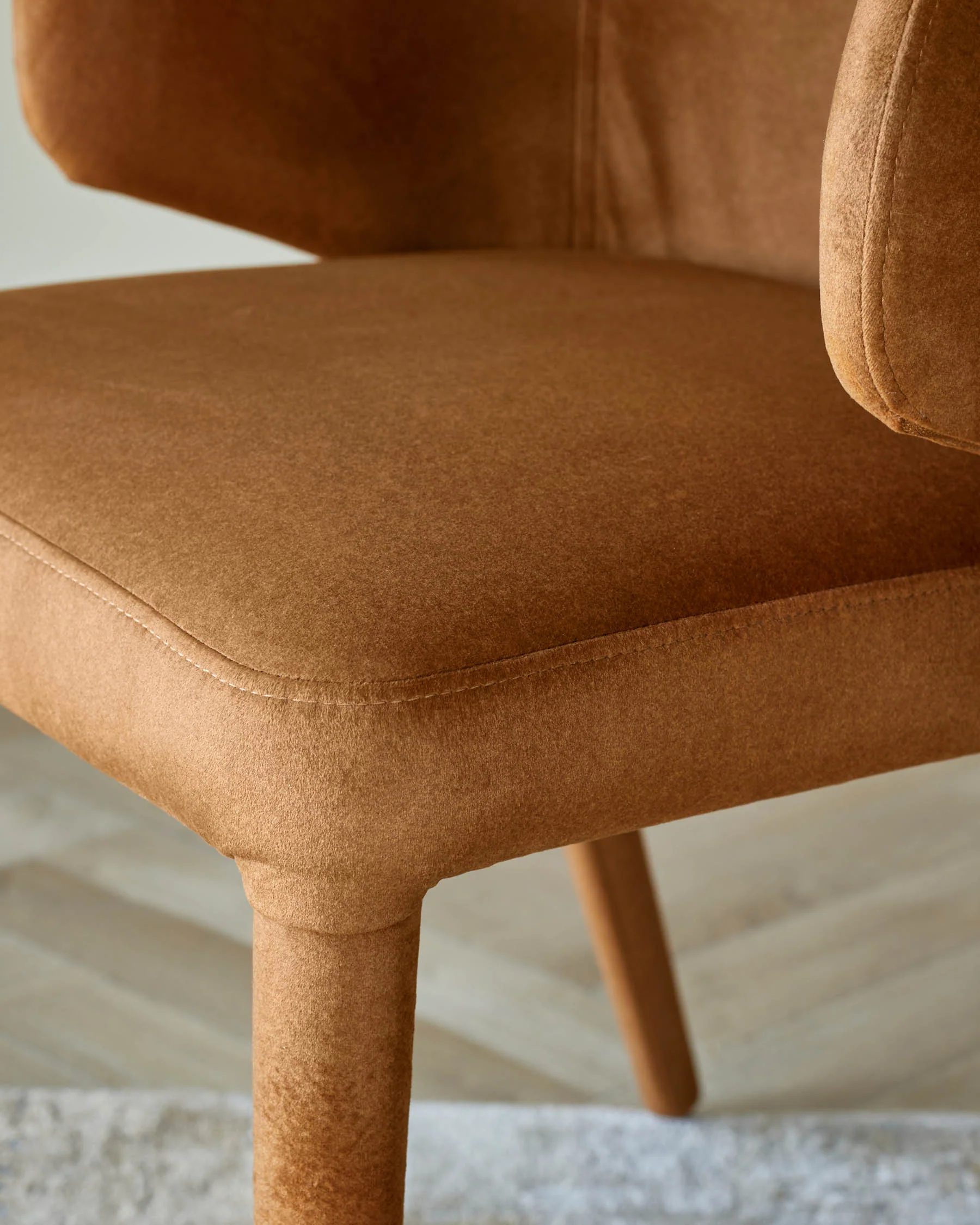 Ethan caramel plush fabric dining chair - Image 3