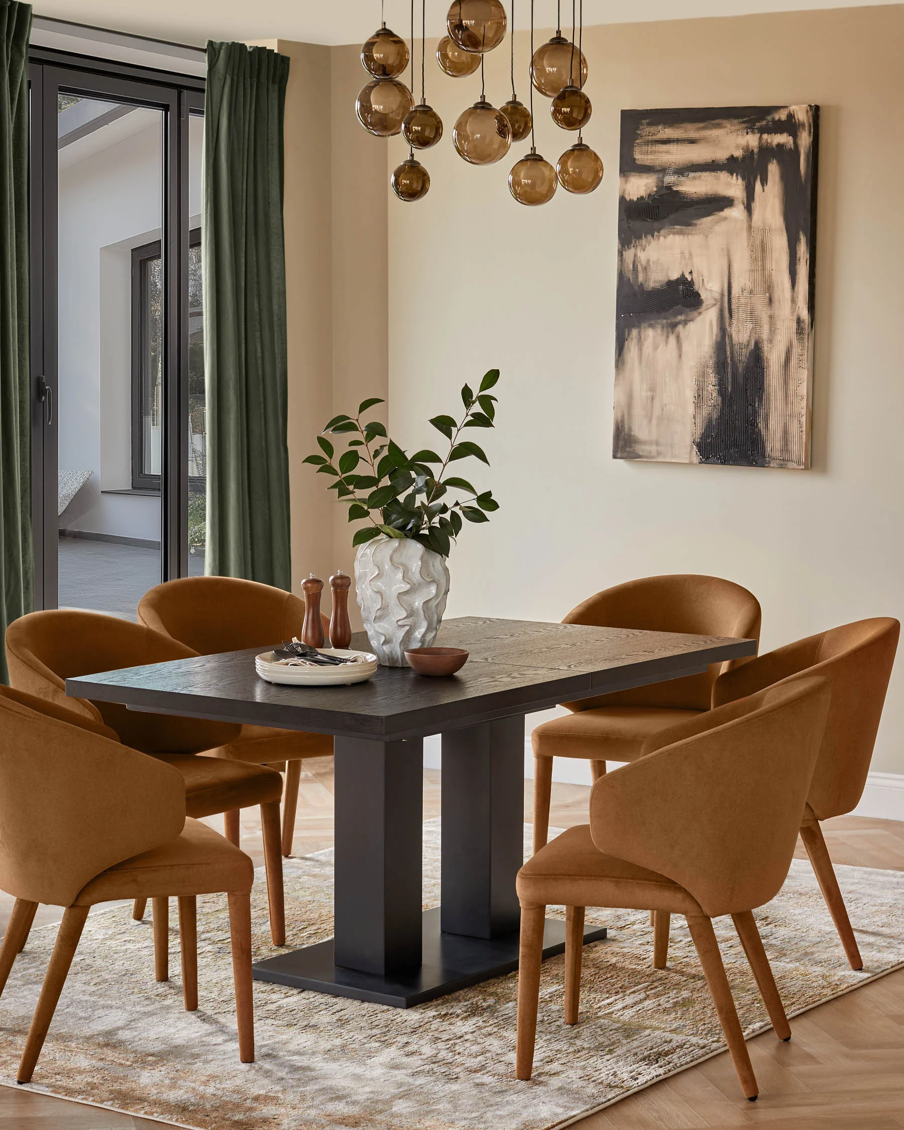 Ethan caramel plush fabric dining chair - Image 4