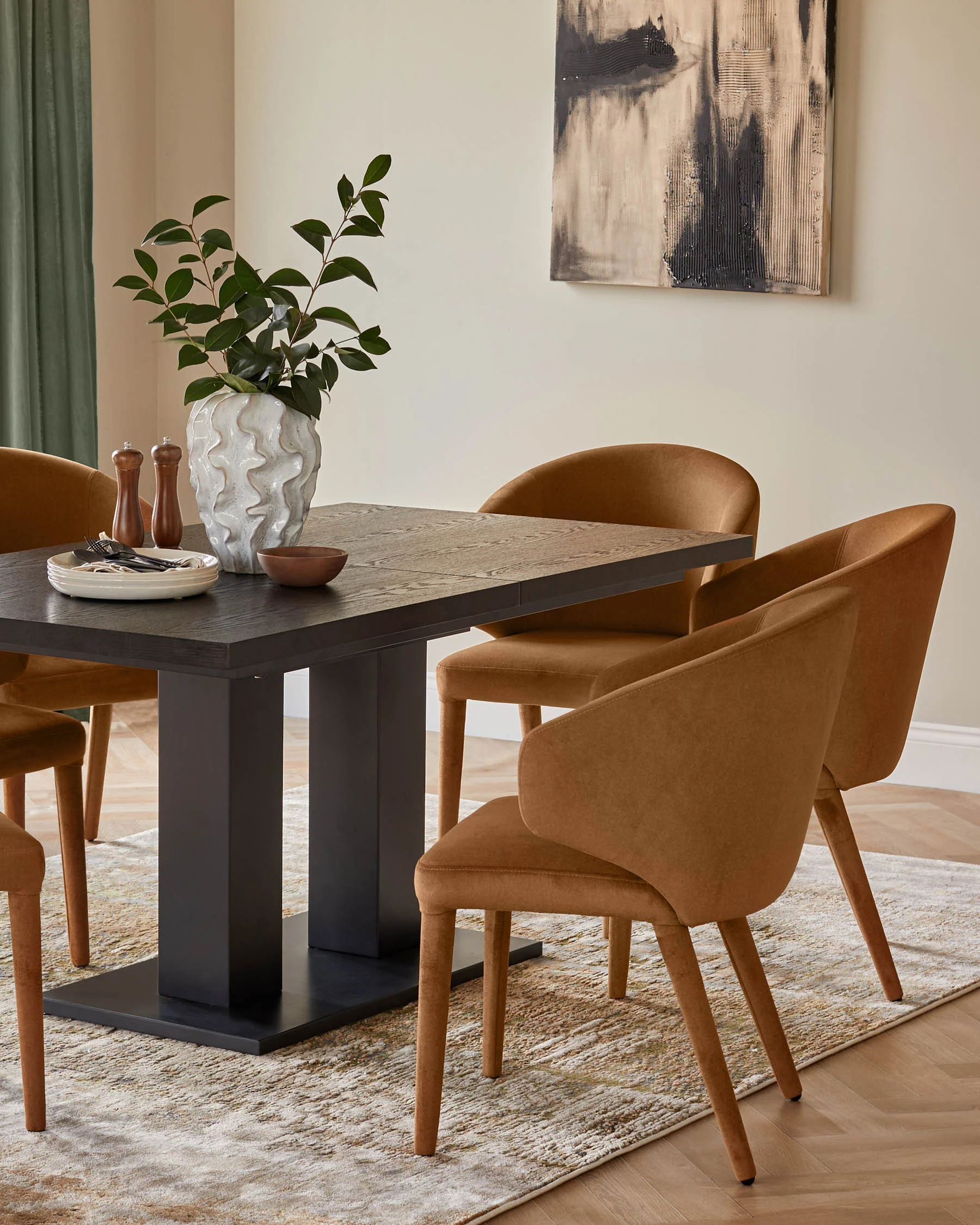 Ethan caramel plush fabric dining chair - Image 6