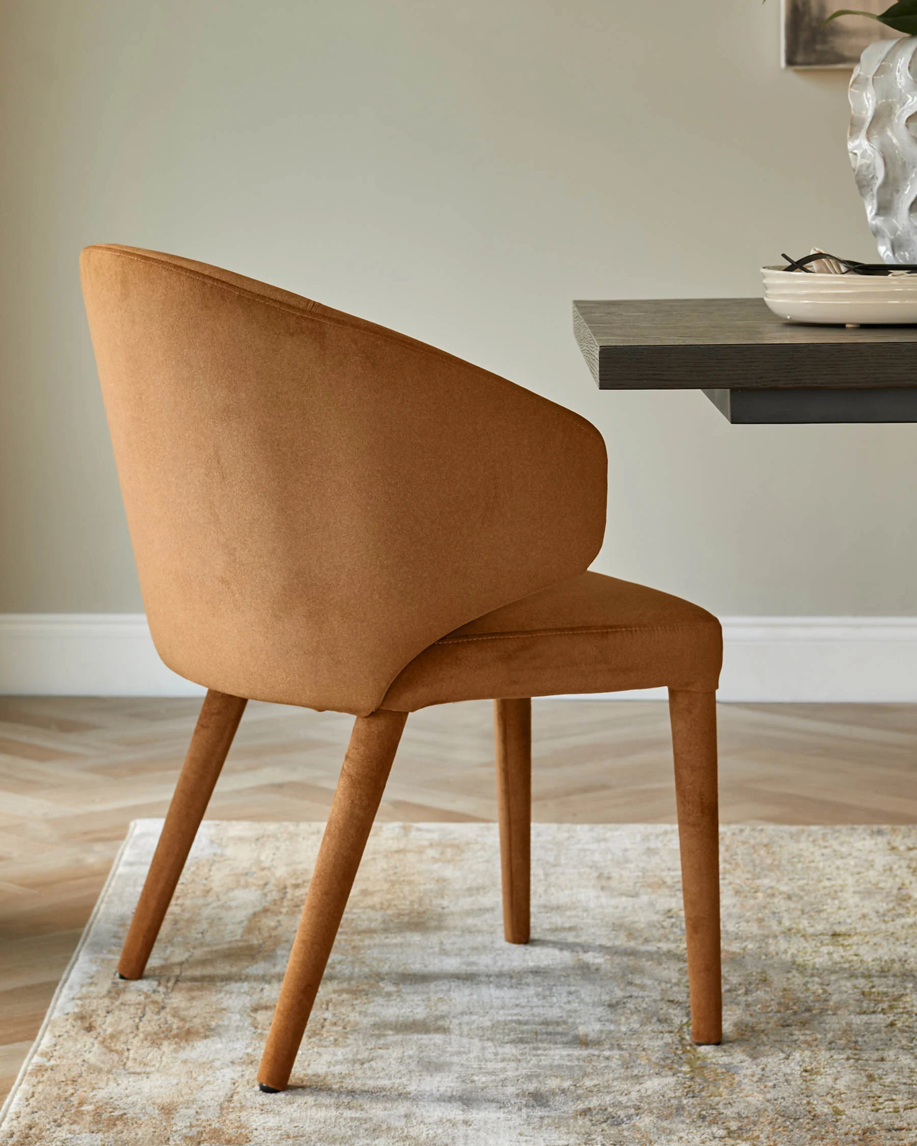 Ethan caramel plush fabric dining chair - Image 7