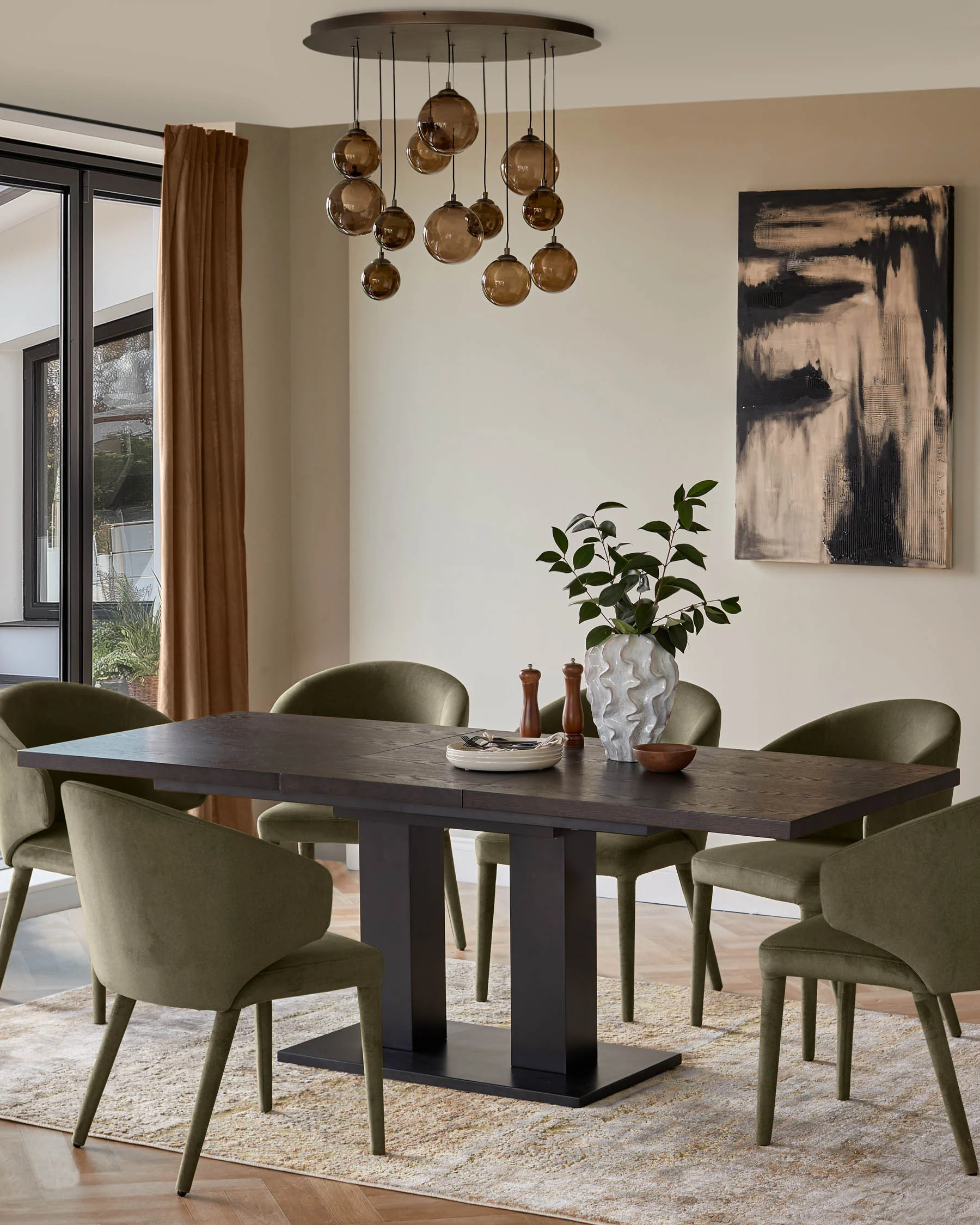 Ethan olive green velvet dining chair - Image 3