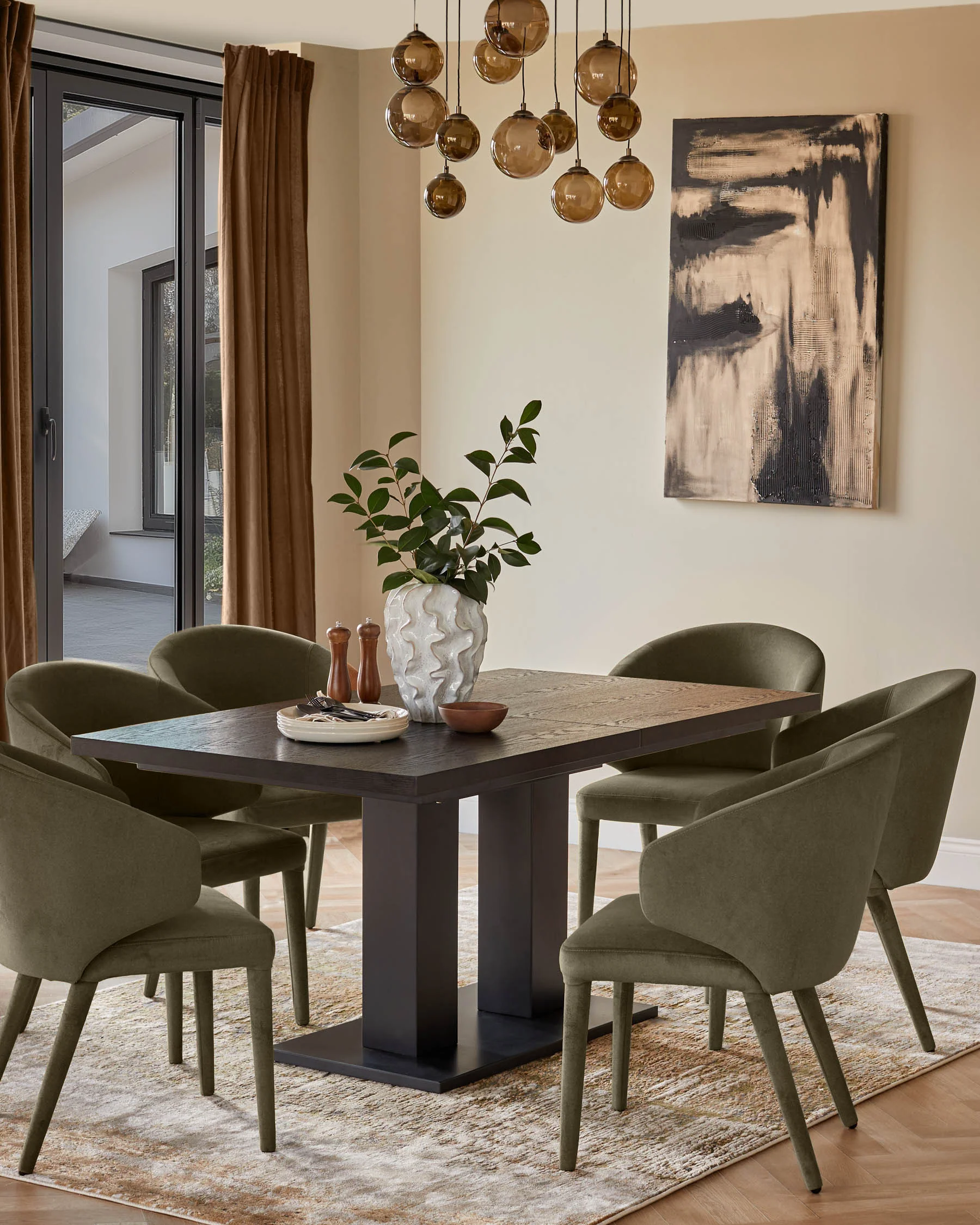 Ethan olive green velvet dining chair - Image 5