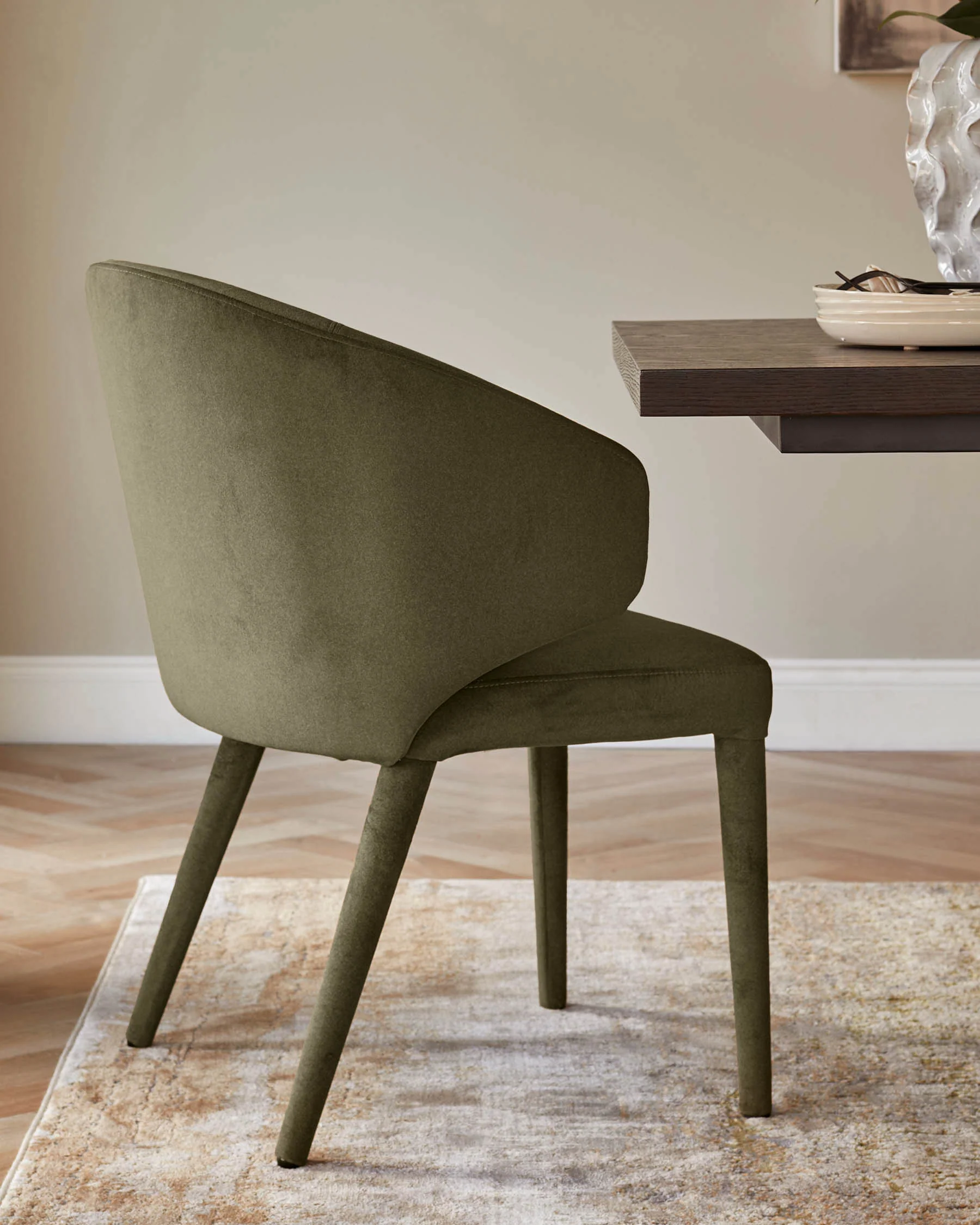 Ethan olive green velvet dining chair - Image 7