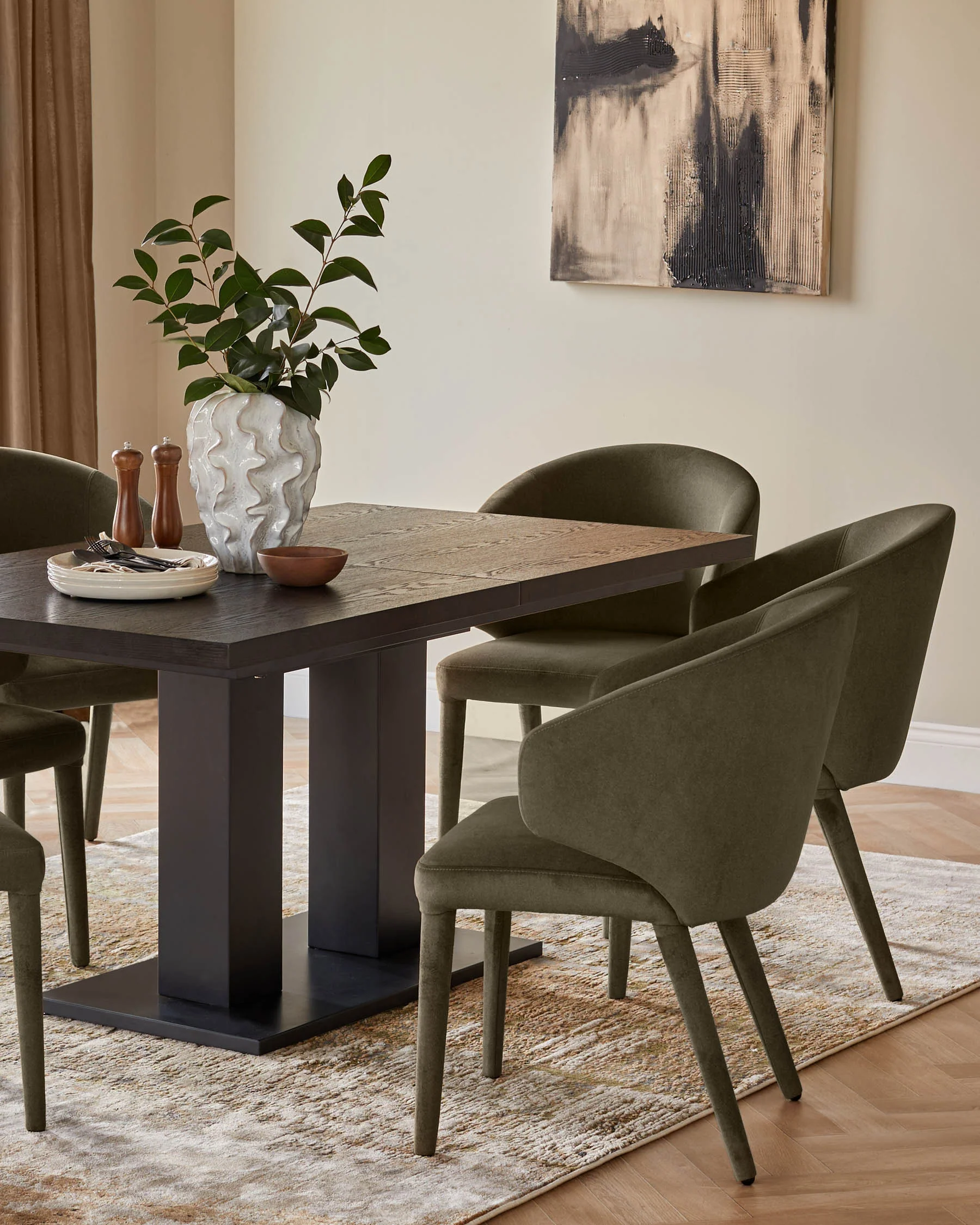 Ethan olive green velvet dining chair - Image 8
