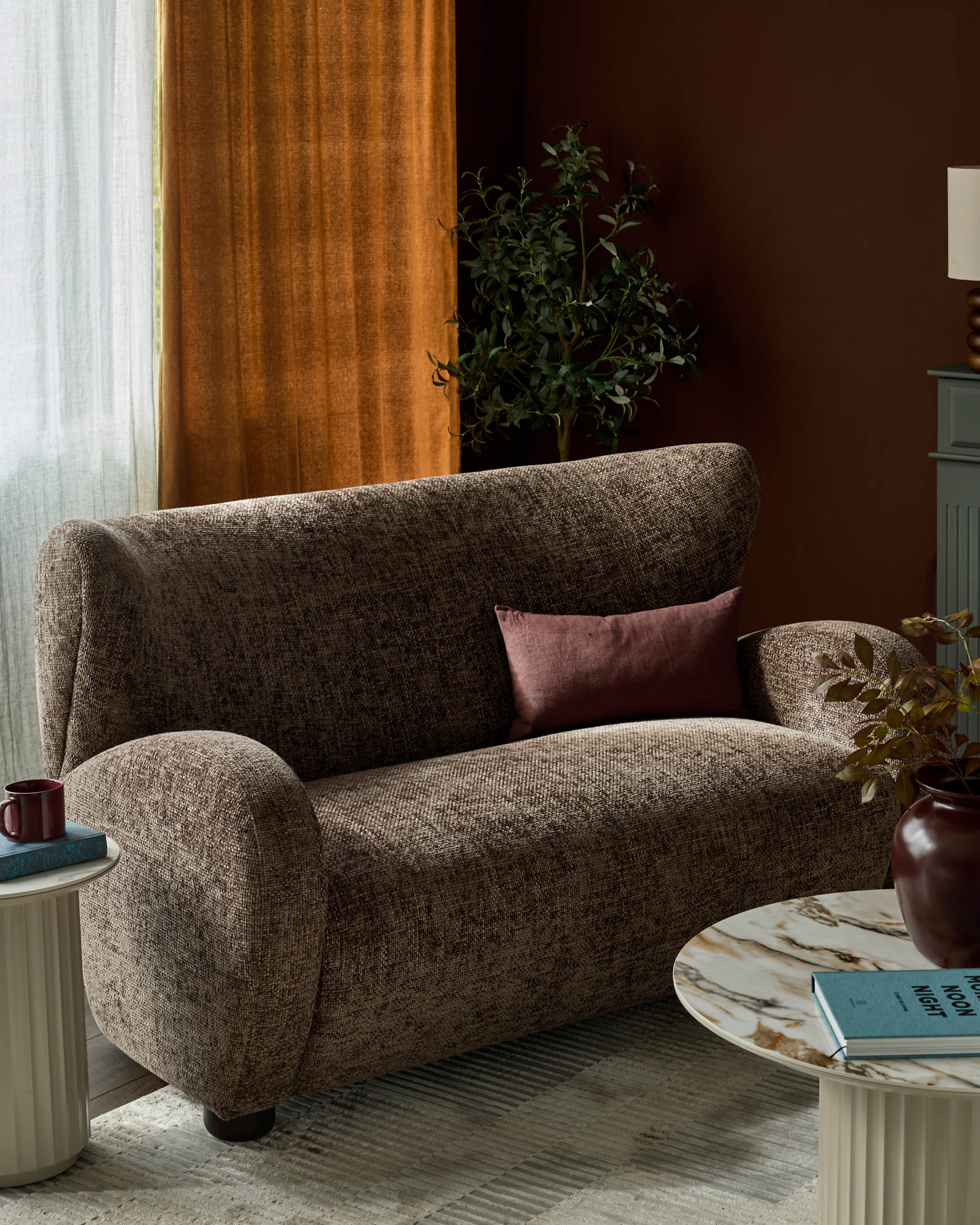 Evelyn mocha fabric 2 seater sofa - Image 10