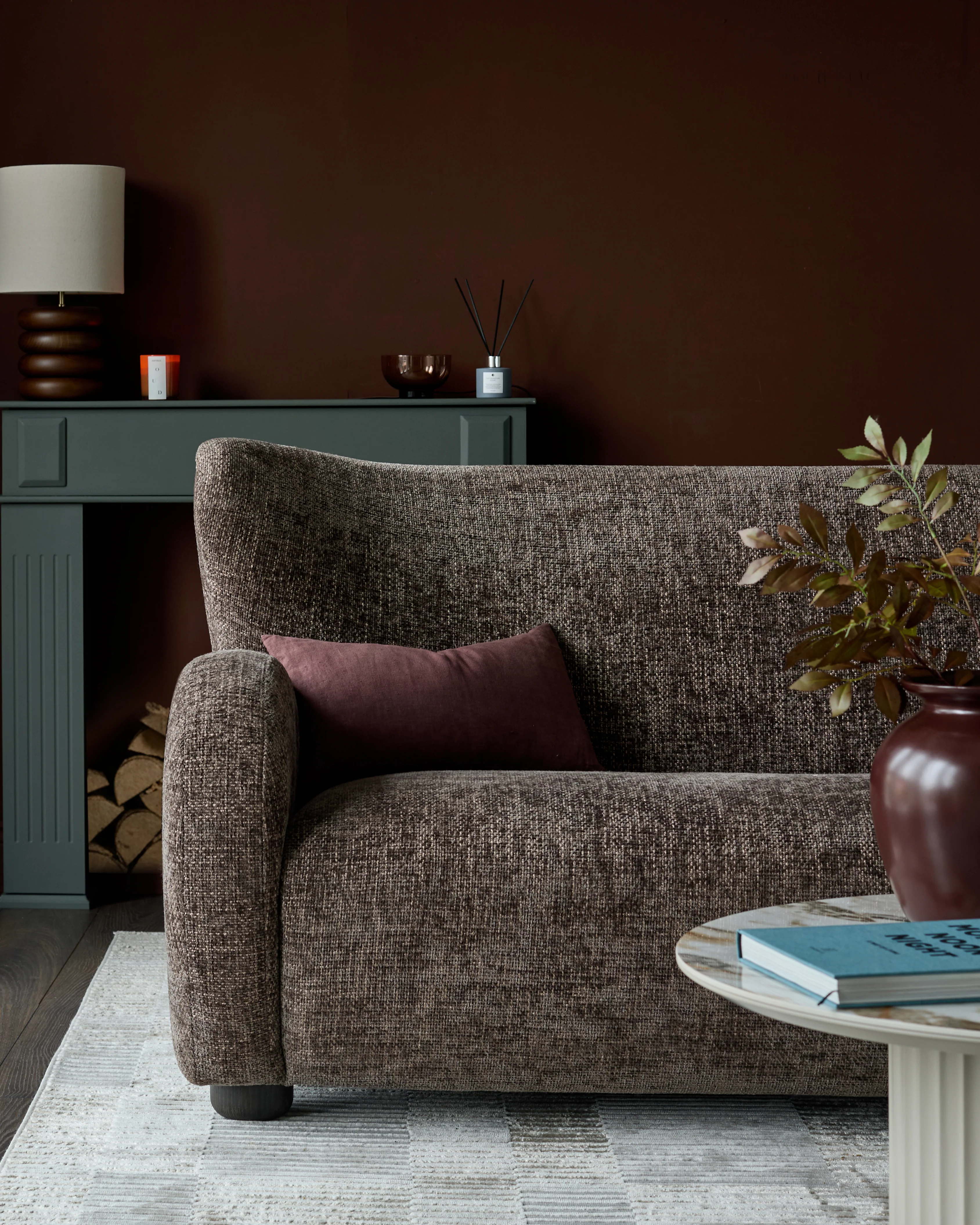 Evelyn mocha fabric 2 seater sofa - Image 4