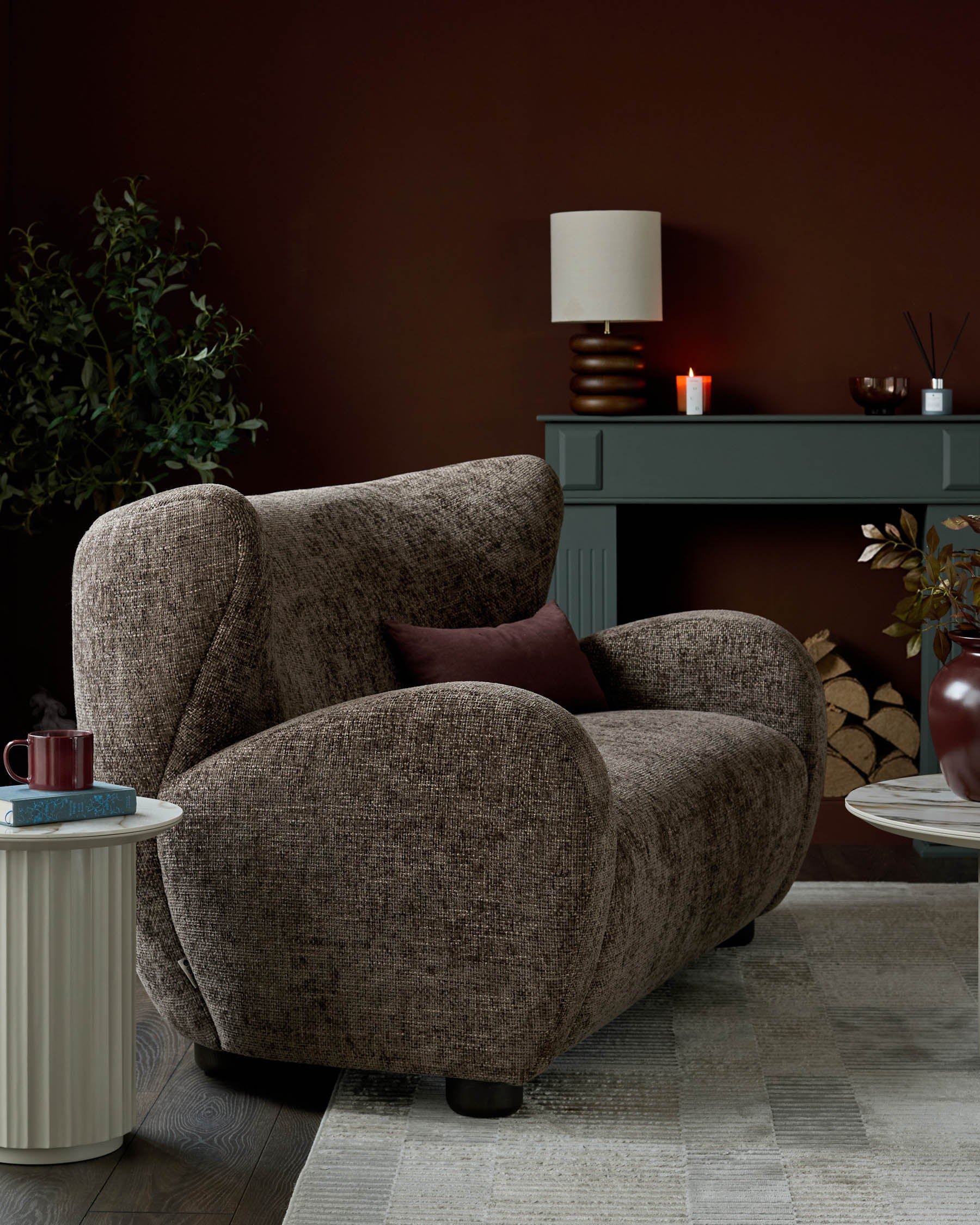 Evelyn mocha fabric 2 seater sofa - Image 5