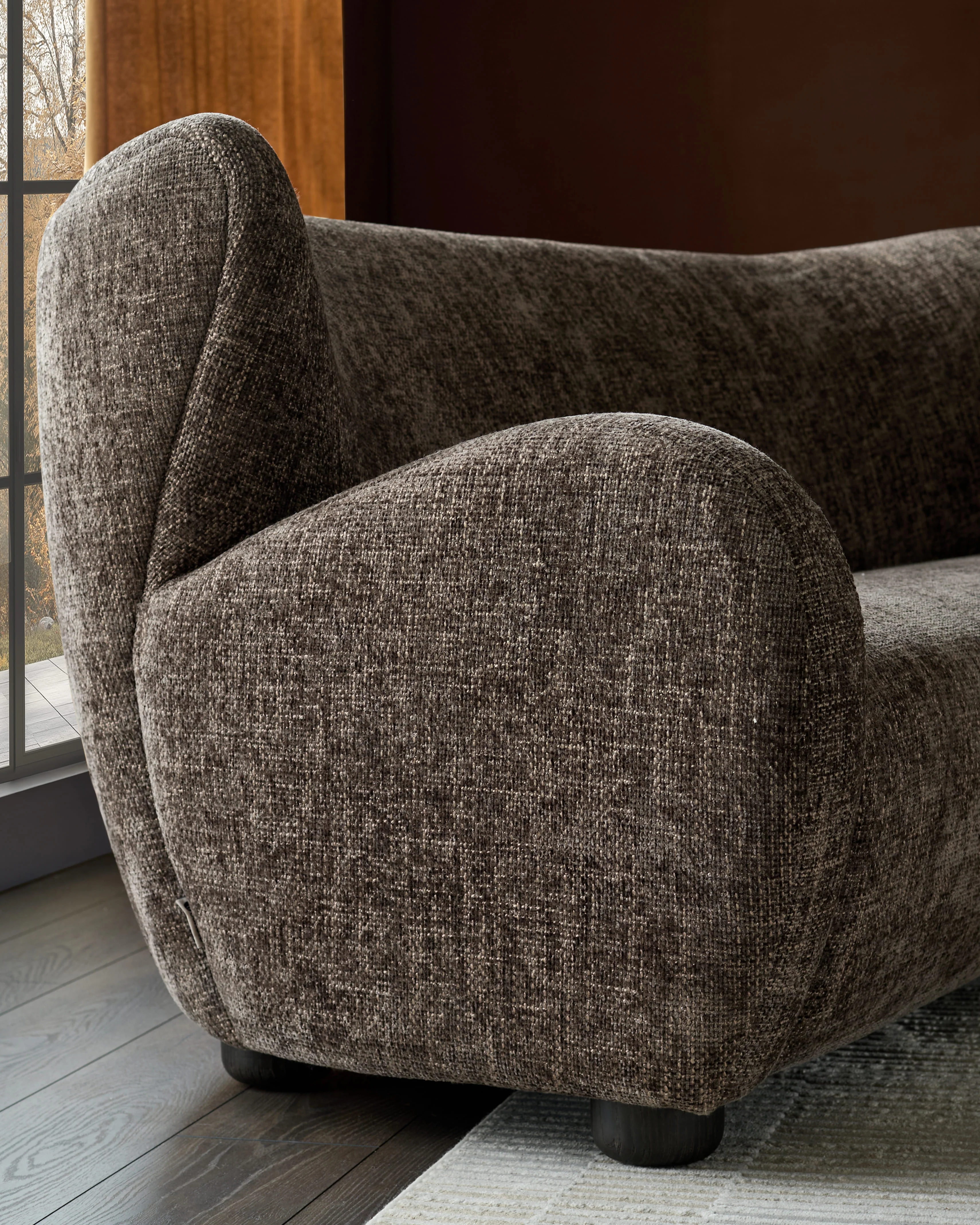 Evelyn mocha fabric 2 seater sofa - Image 6