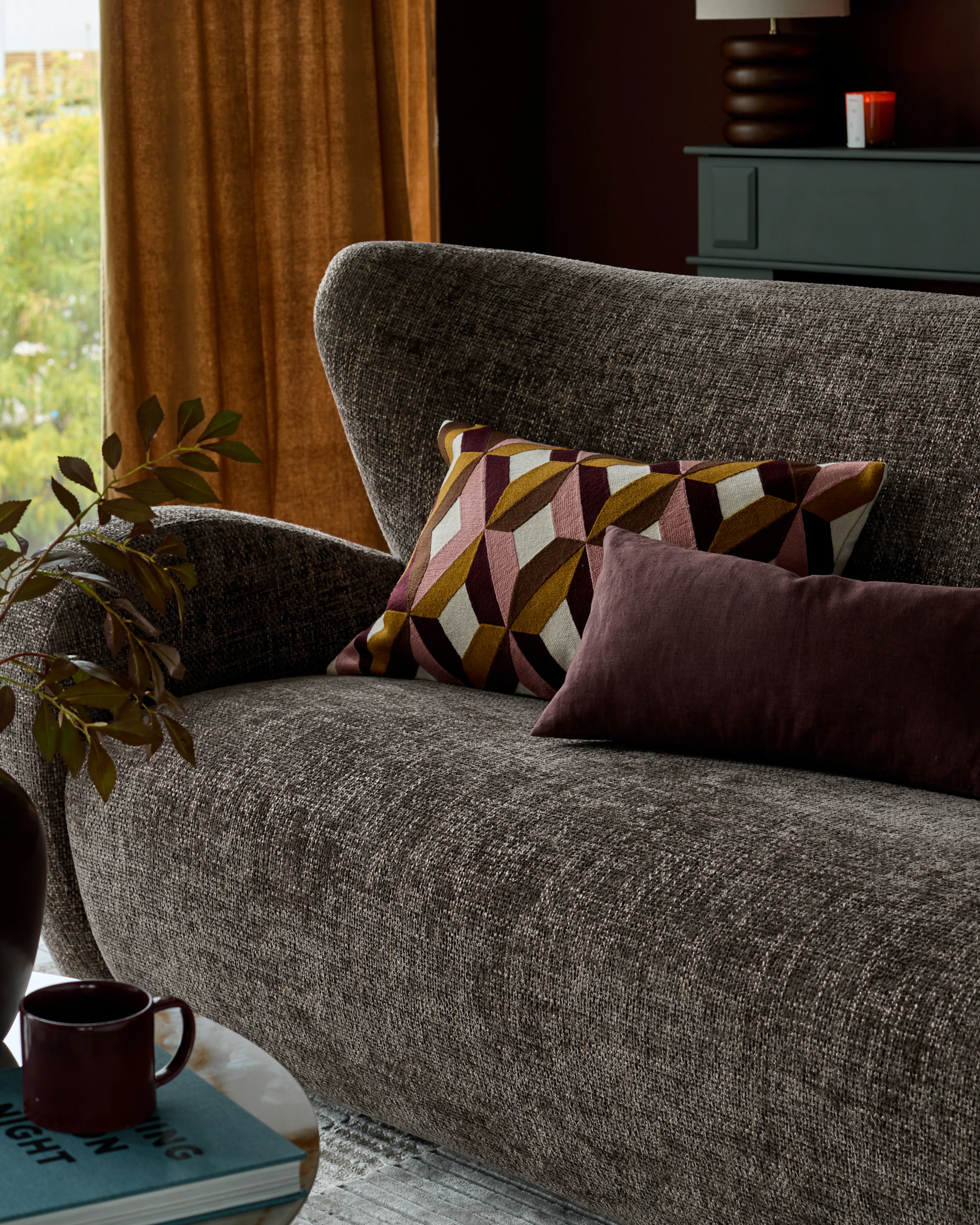 Evelyn mocha fabric 2 seater sofa - Image 7