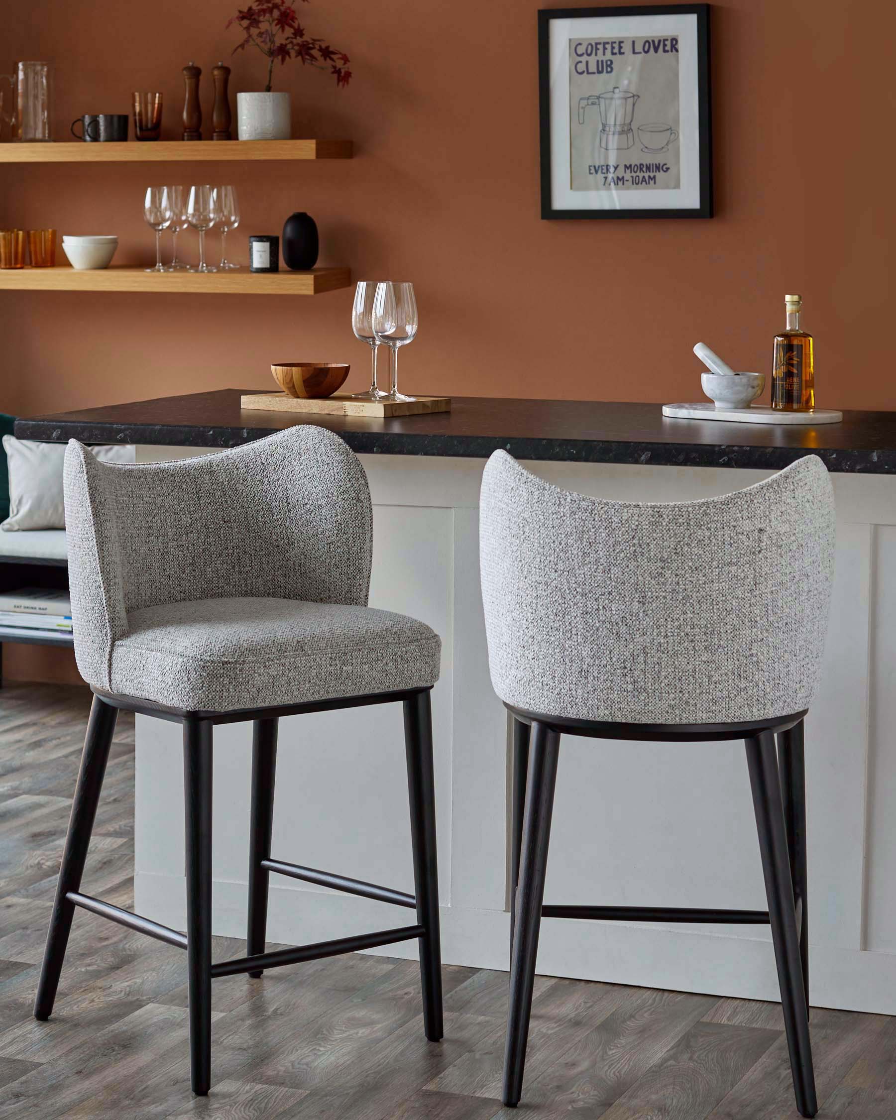 Evelyn grey fabric bar stool - Image 2