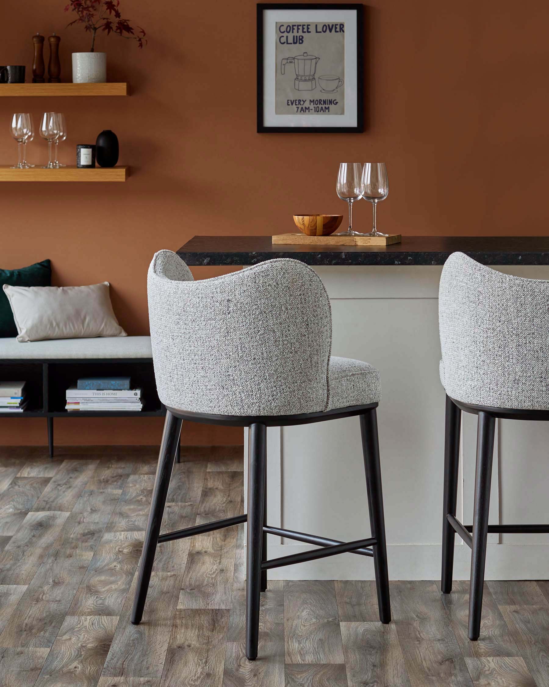 Evelyn grey fabric bar stool - Image 5
