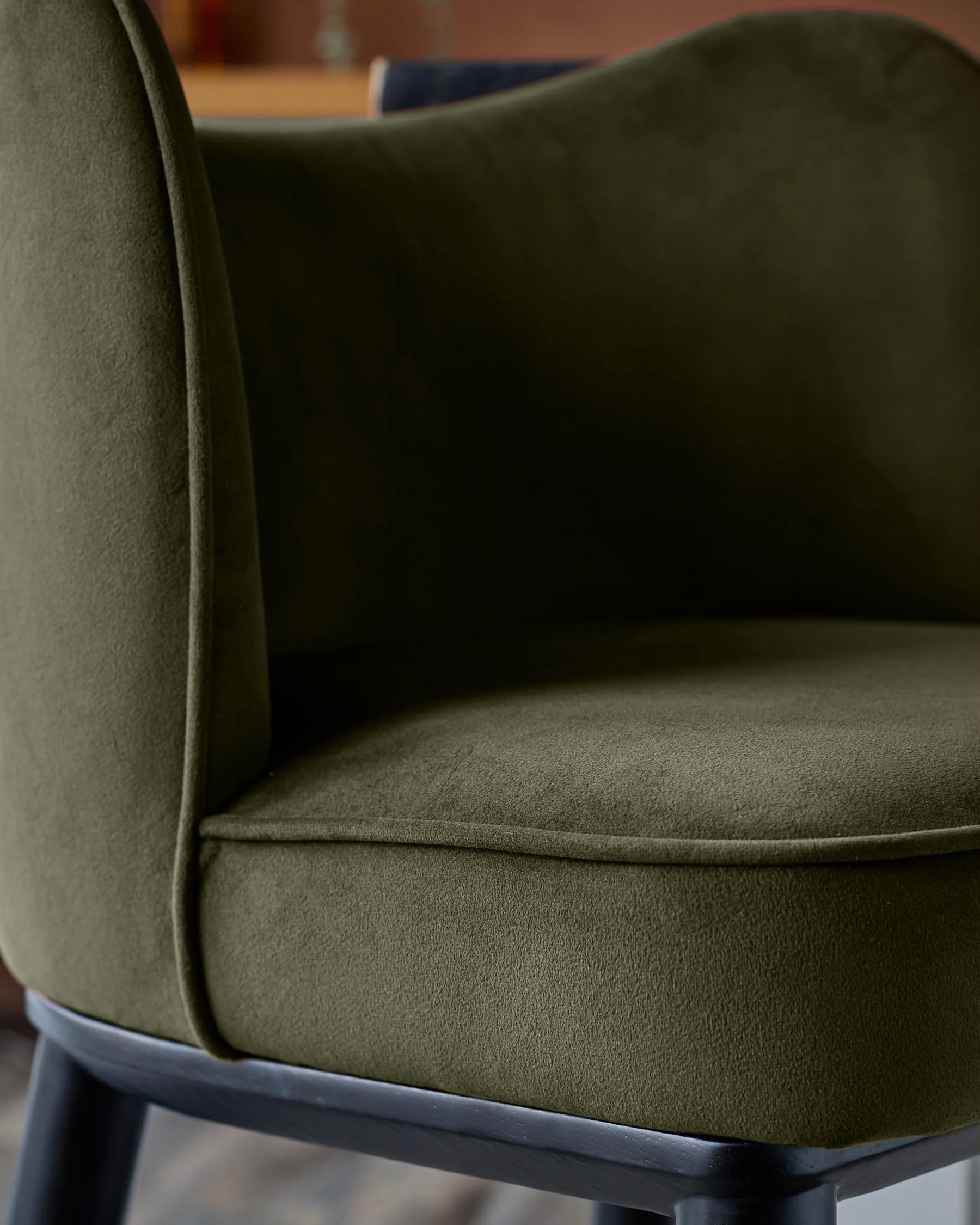 Evelyn olive green velvet bar stool - Image 5