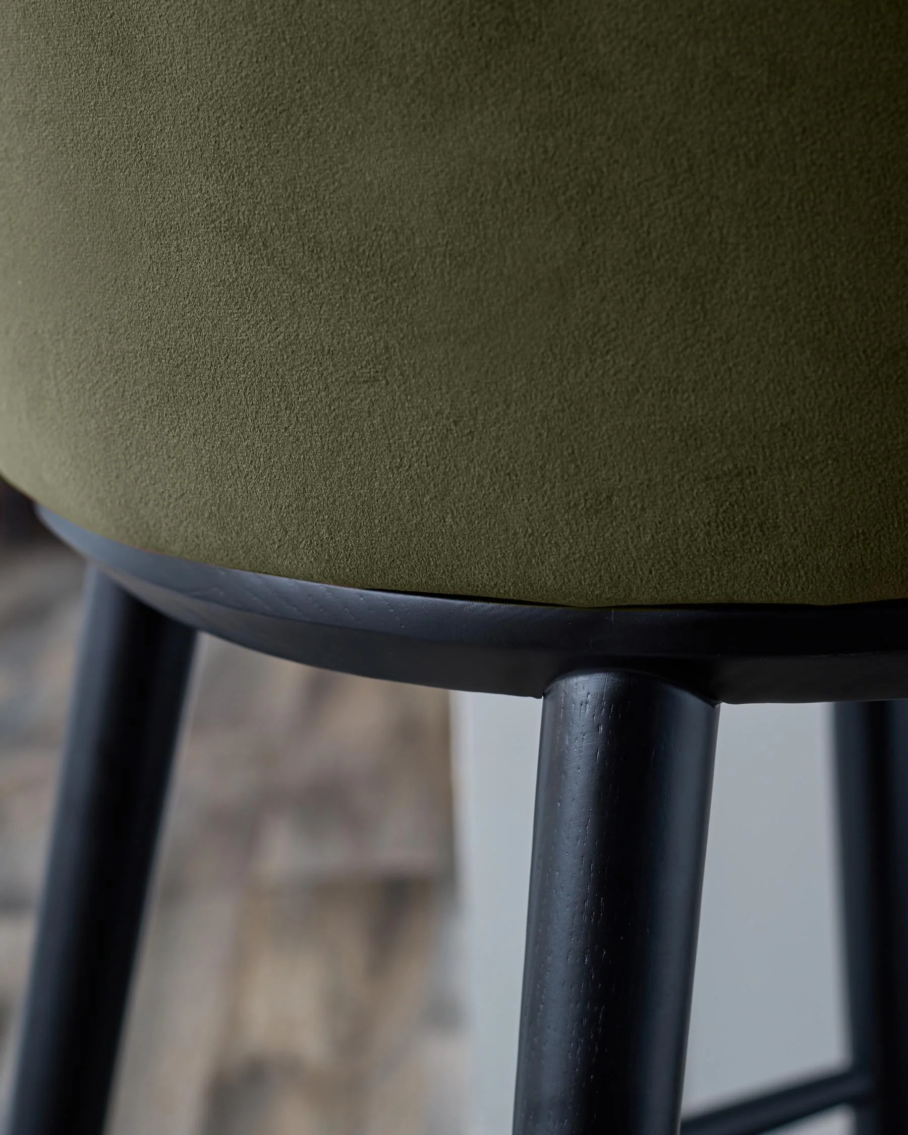 Evelyn olive green velvet bar stool - Image 6