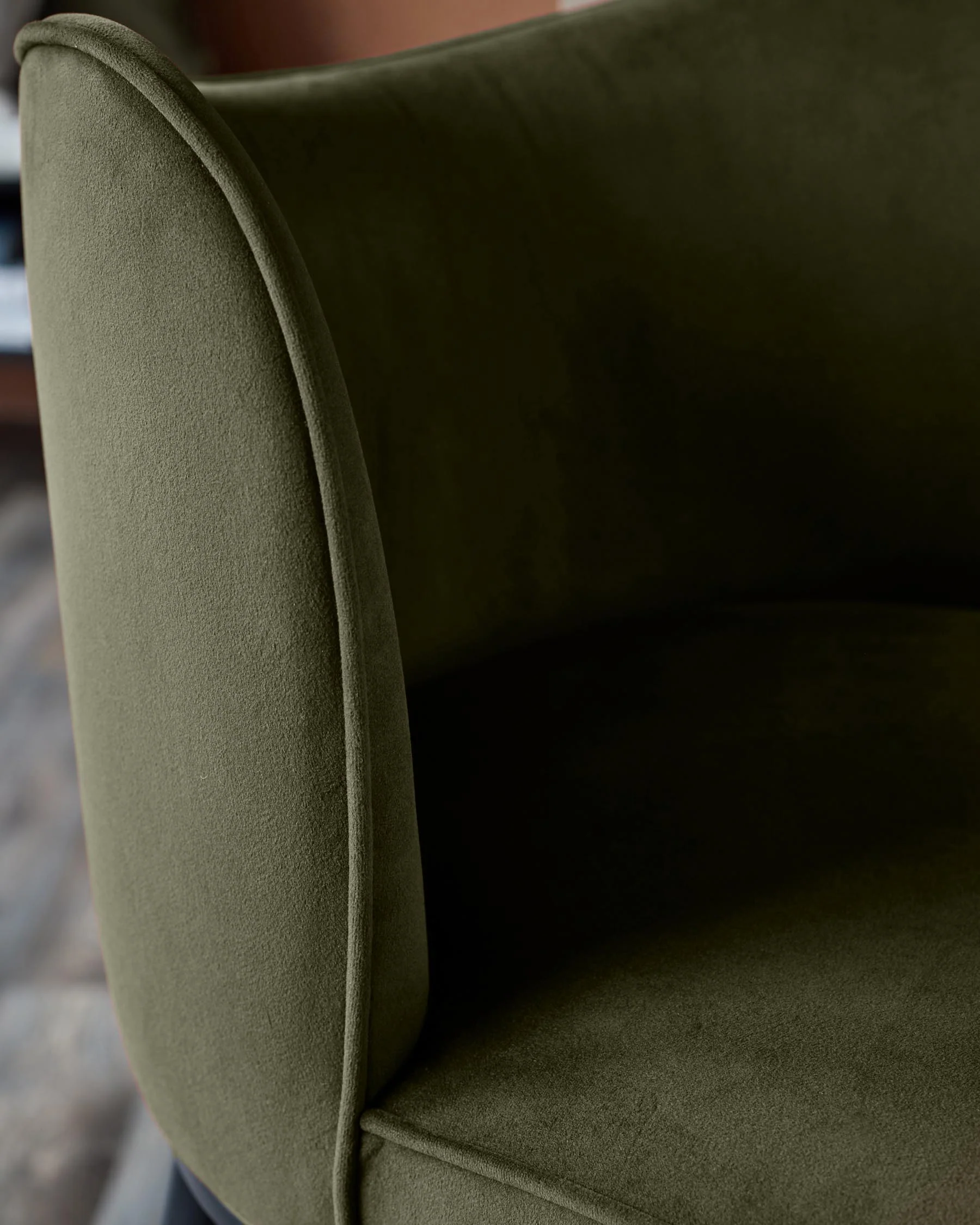 Evelyn olive green velvet bar stool - Image 8