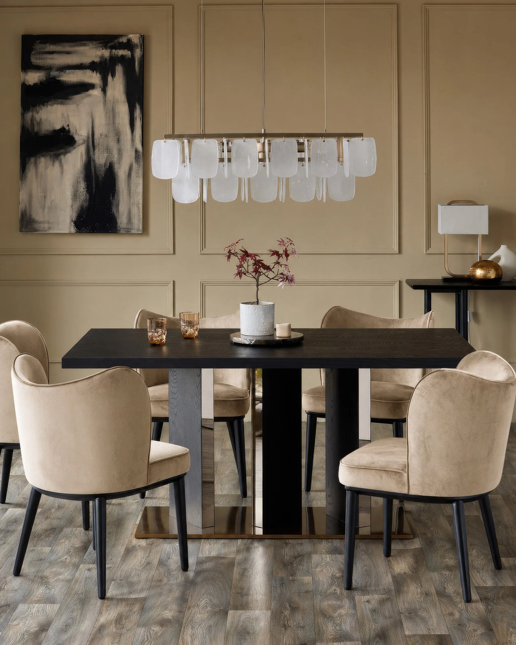 Evelyn champagne velvet dining chair - Image 2
