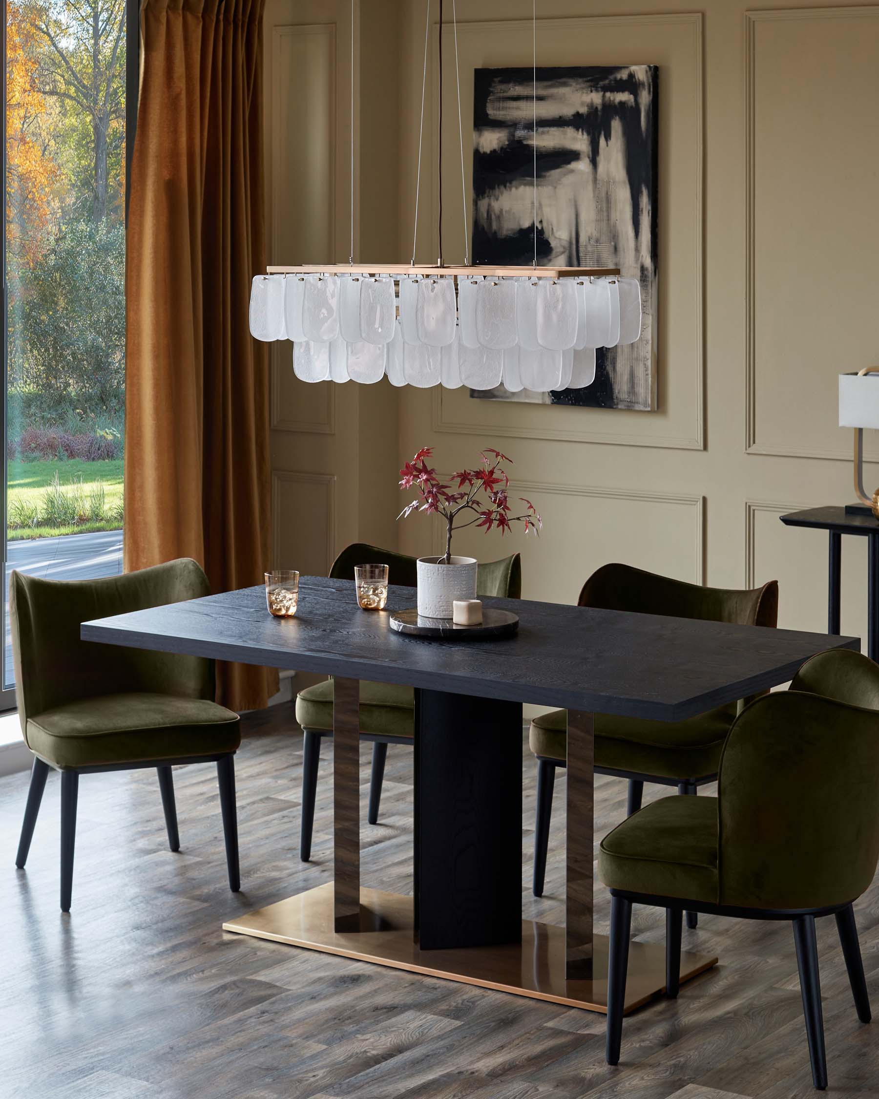 Evelyn olive green velvet dining chair - Image 2