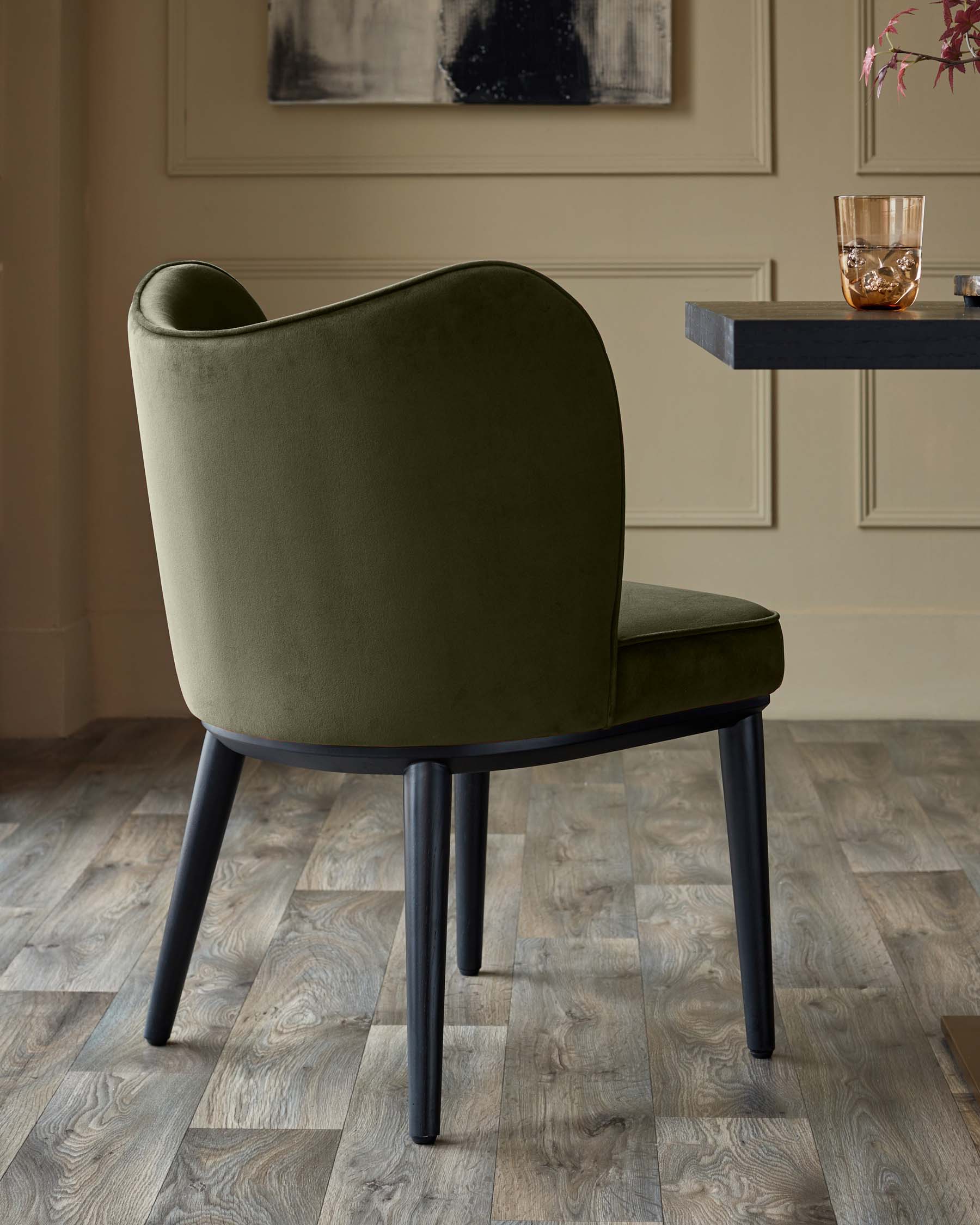Evelyn olive green velvet dining chair - Image 3