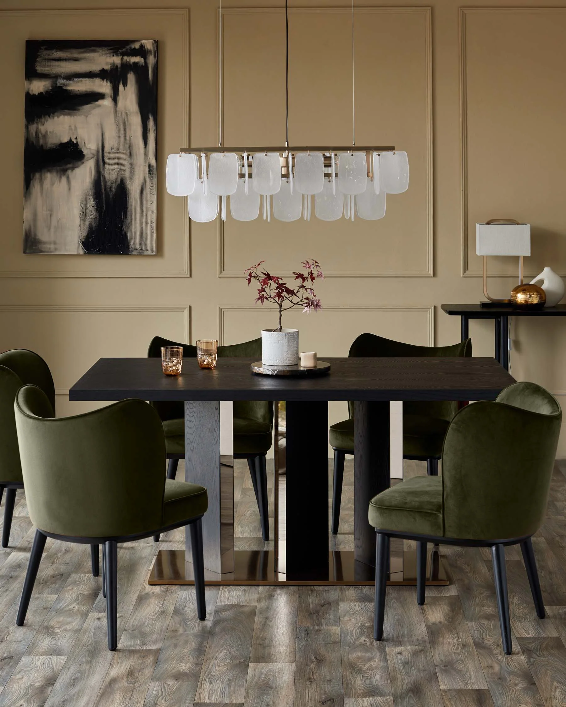 Evelyn olive green velvet dining chair - Image 4