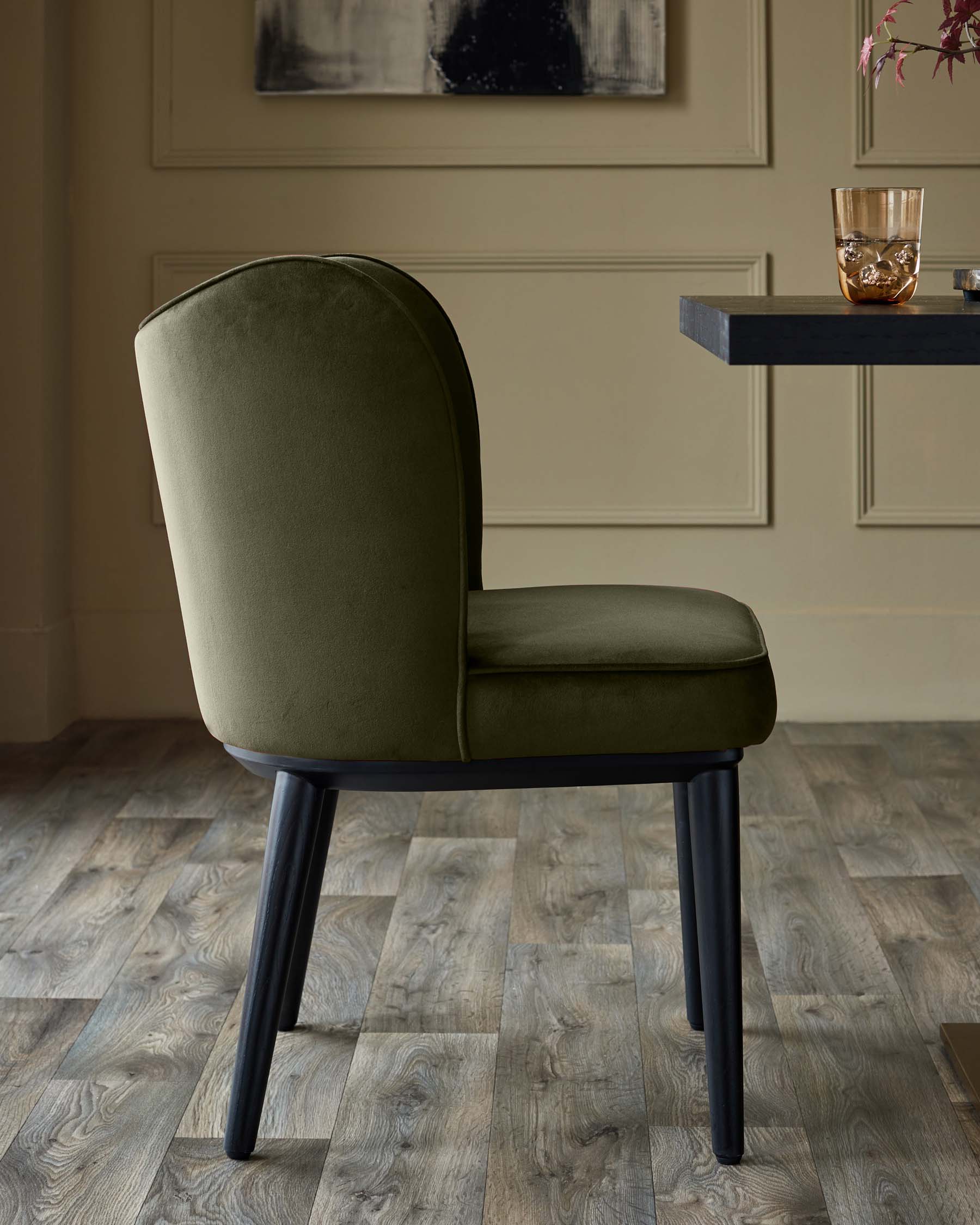 Evelyn olive green velvet dining chair - Image 7
