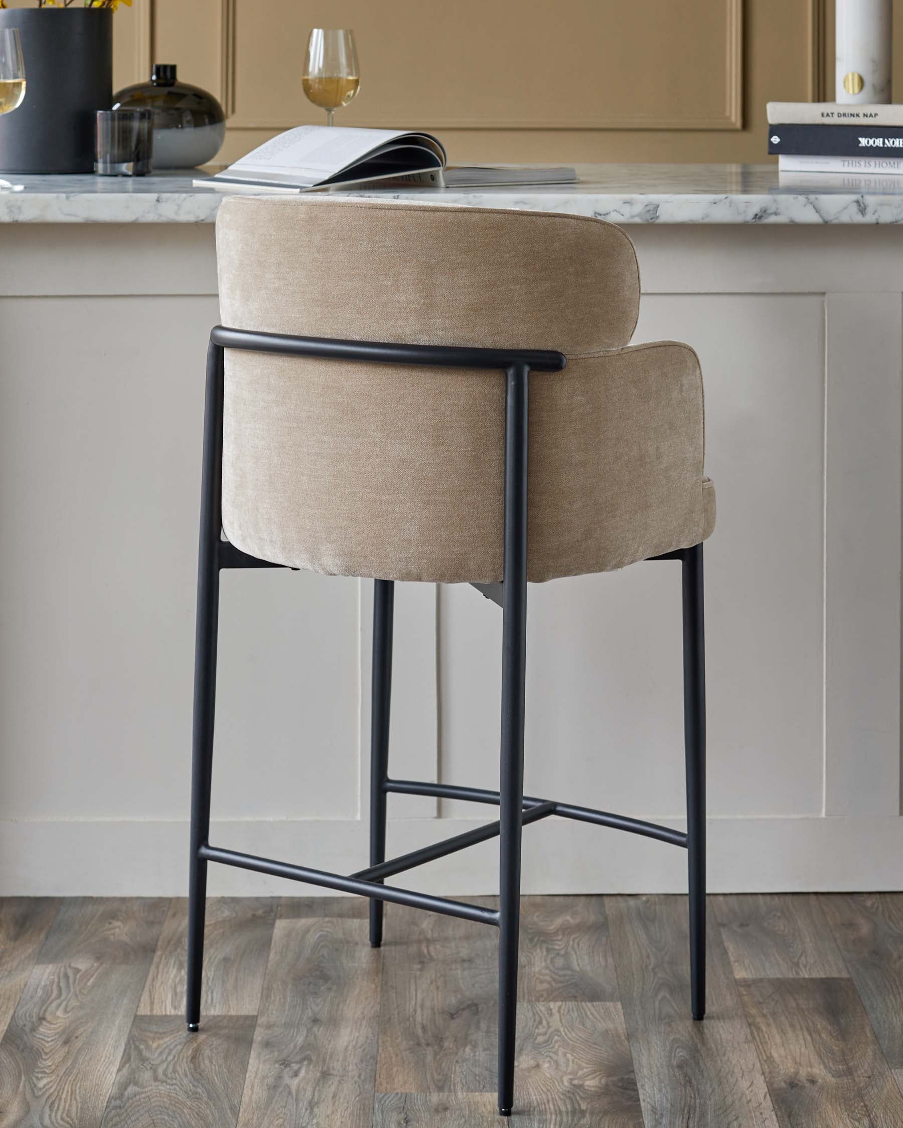Felix champagne chenille bar stool - Image 6