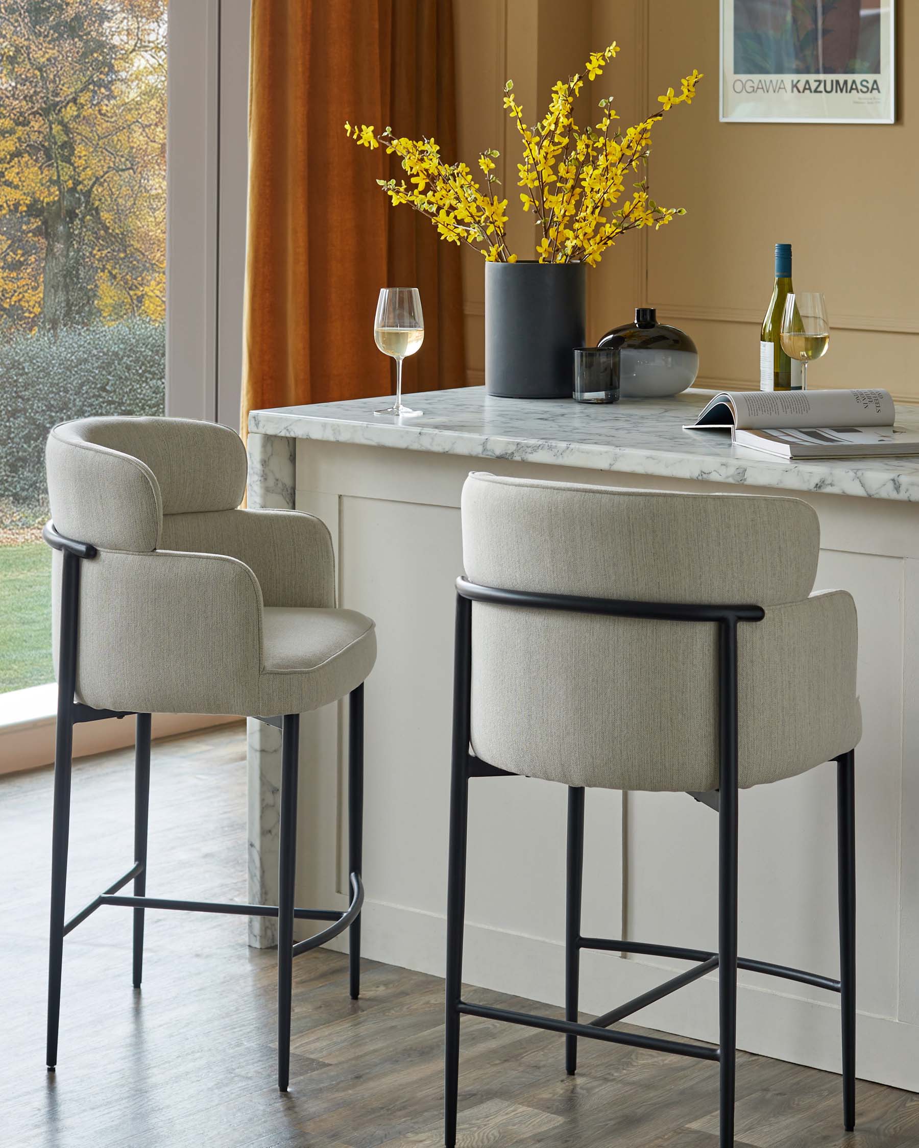 Felix ivory dual tone fabric bar stool - Image 2