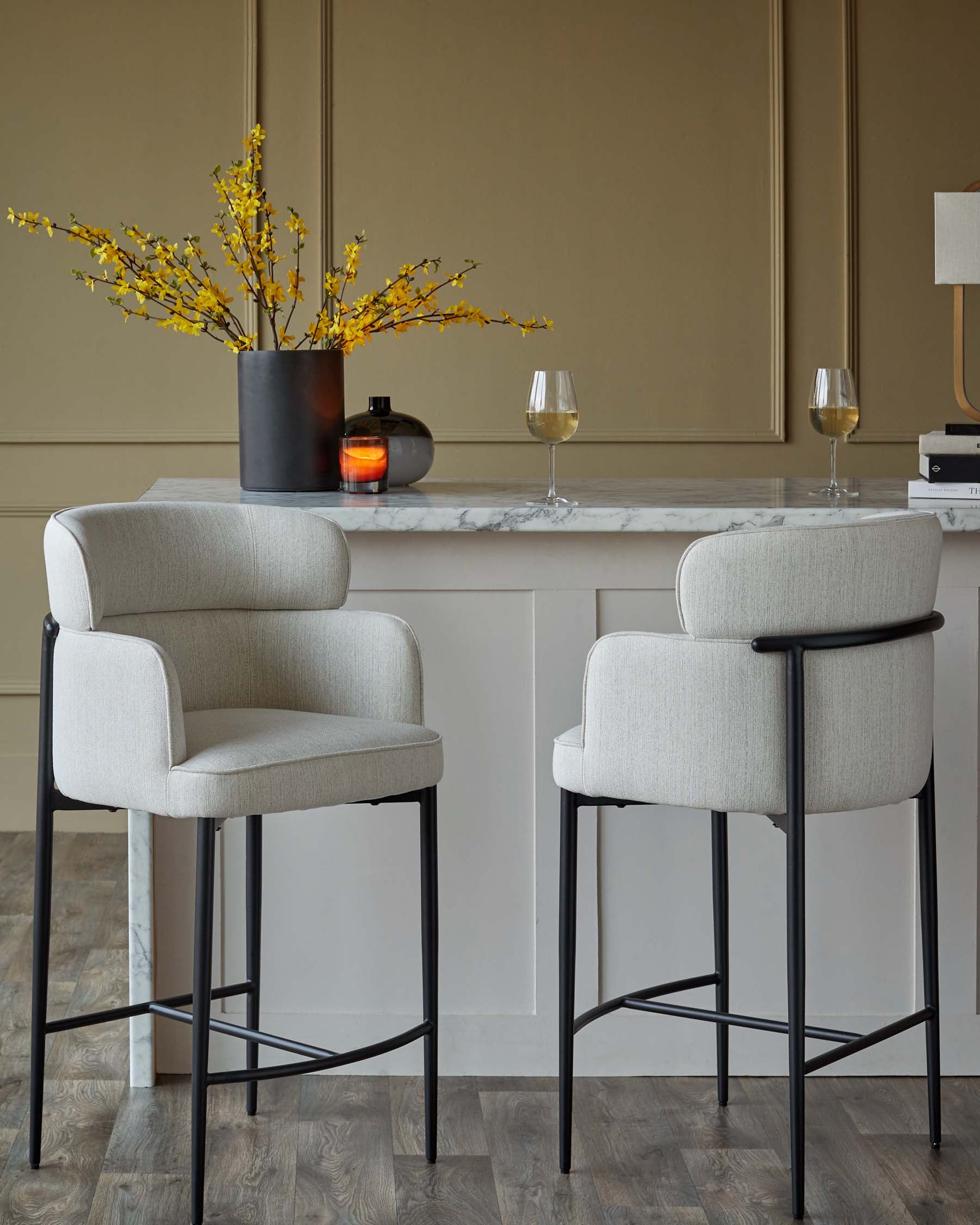 Felix ivory dual tone fabric bar stool - Image 3