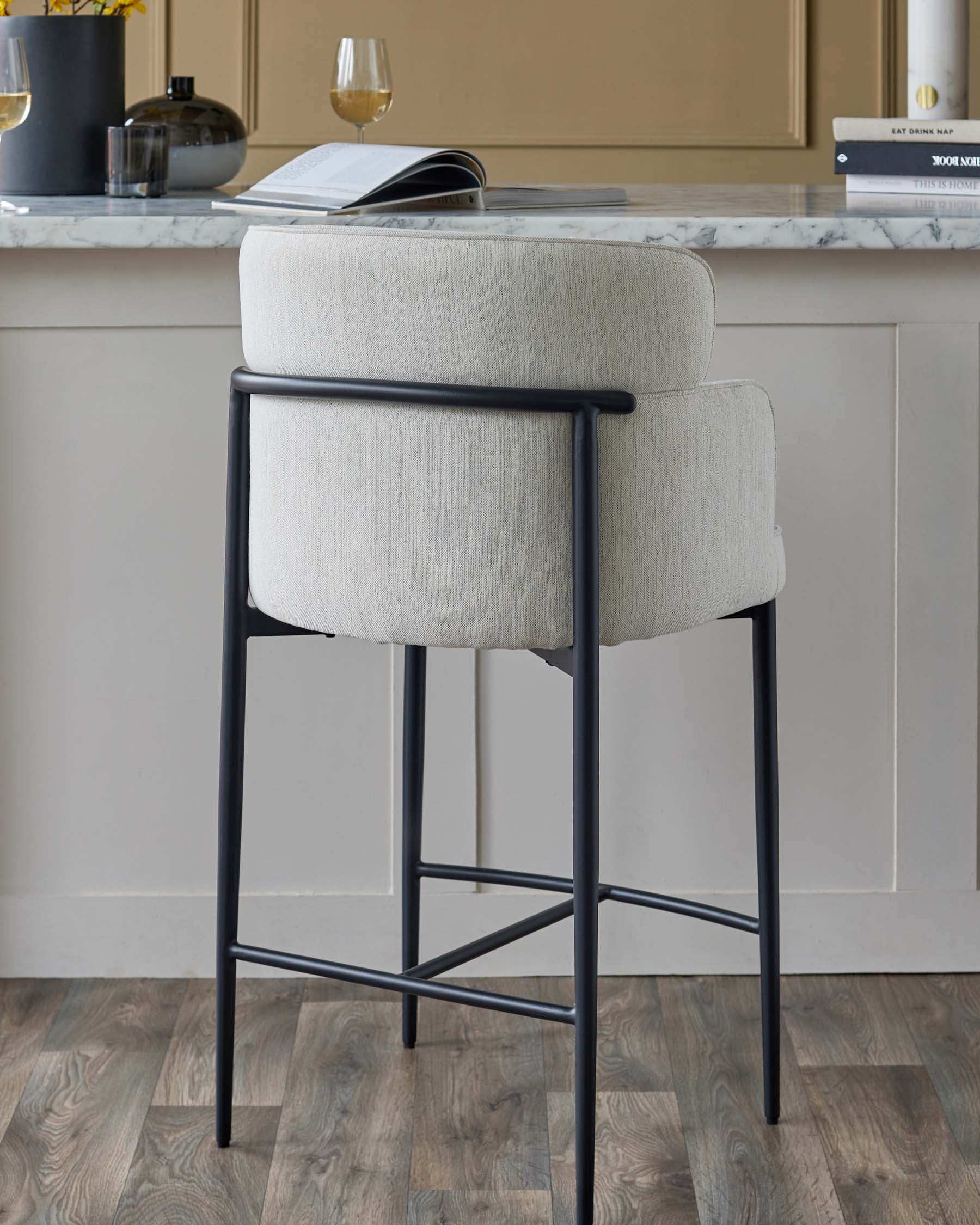 Felix ivory dual tone fabric bar stool - Image 5