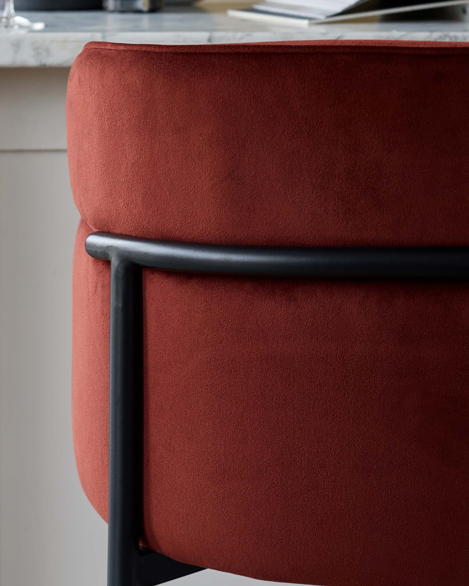 Felix toffee red velvet bar stool - Image 4