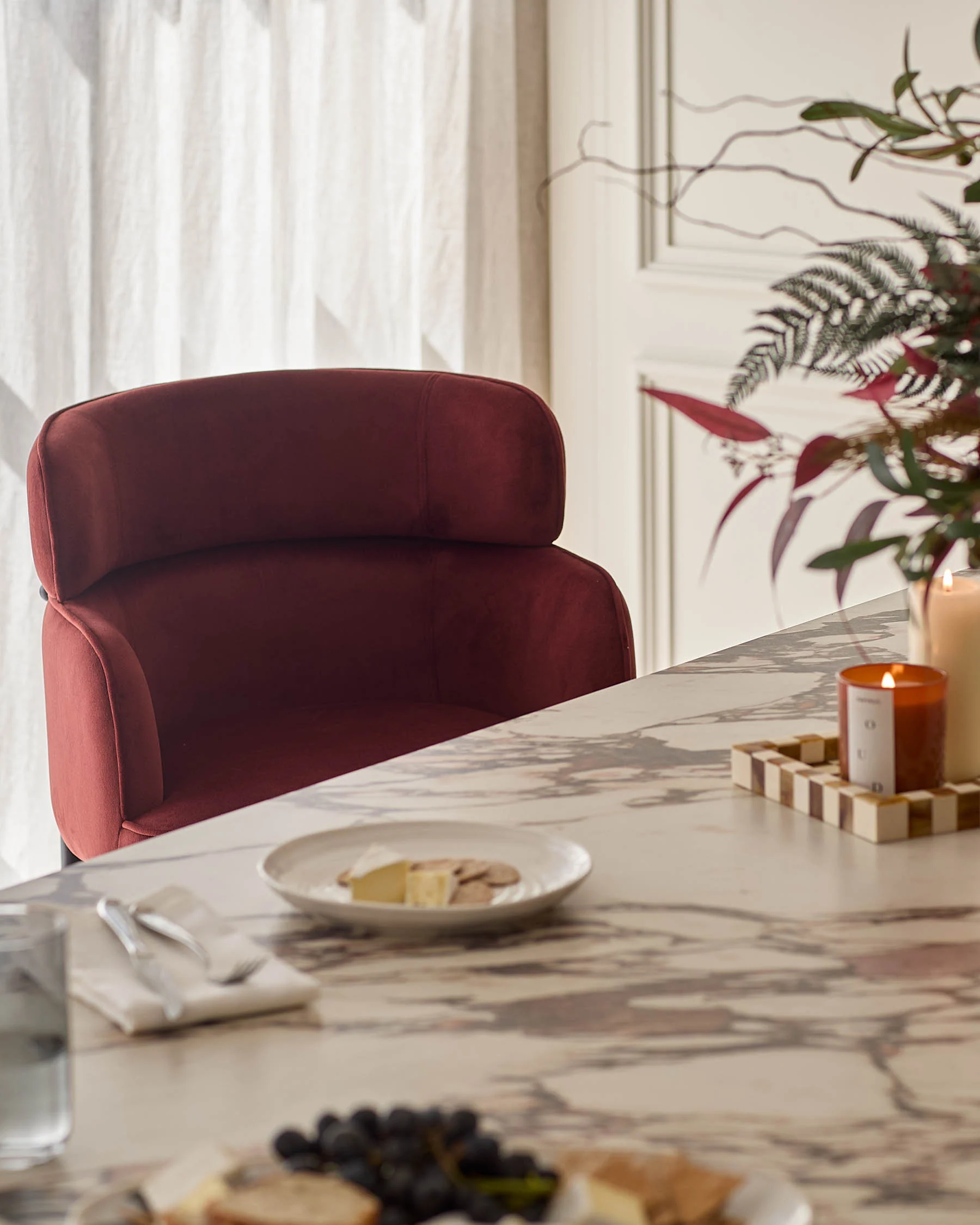 Felix toffee red velvet bar stool - Image 7
