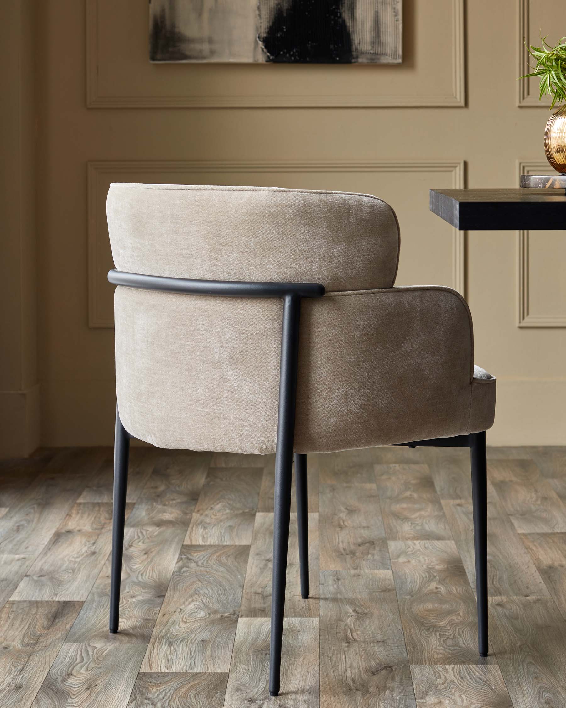 Felix champagne chenille dining chair - Image 2
