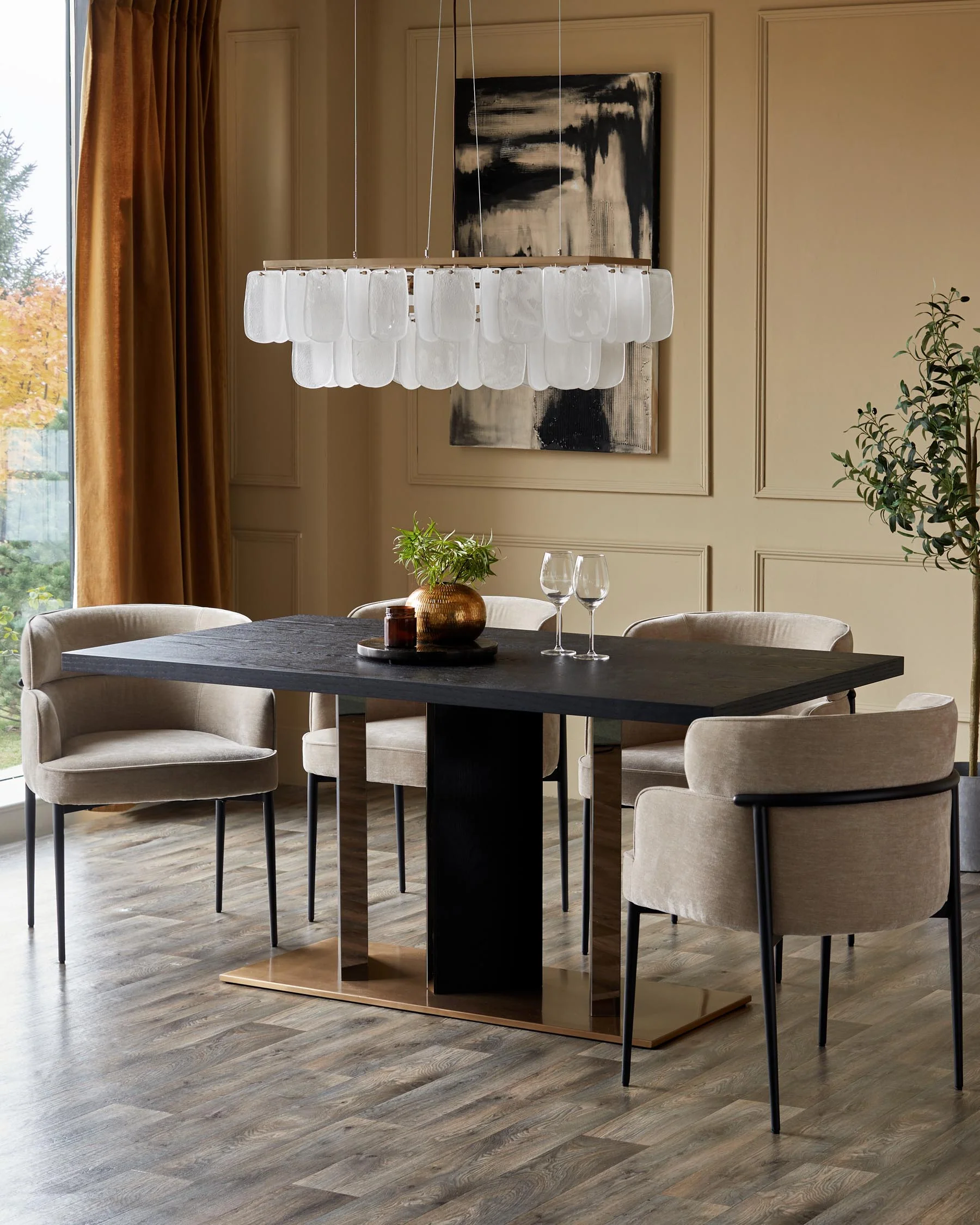 Felix champagne chenille dining chair - Image 3