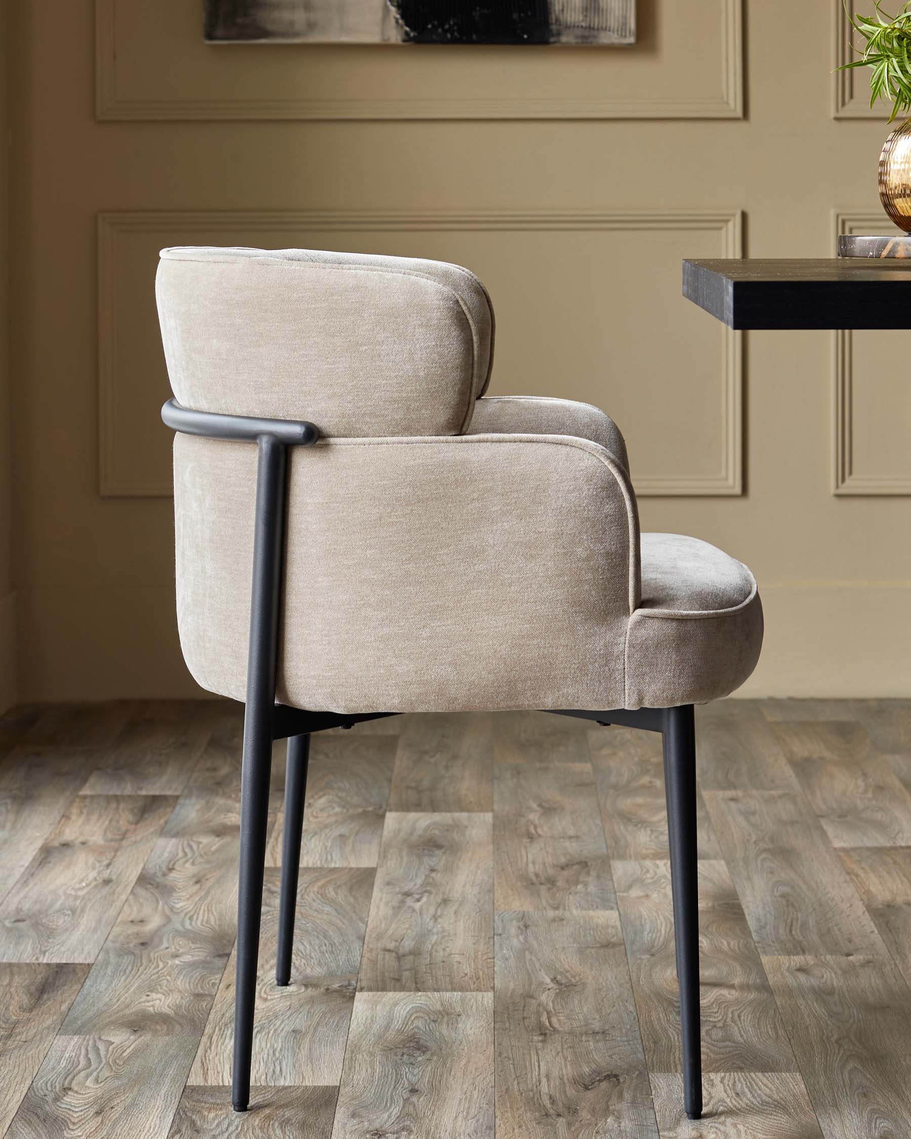 Felix champagne chenille dining chair - Image 6