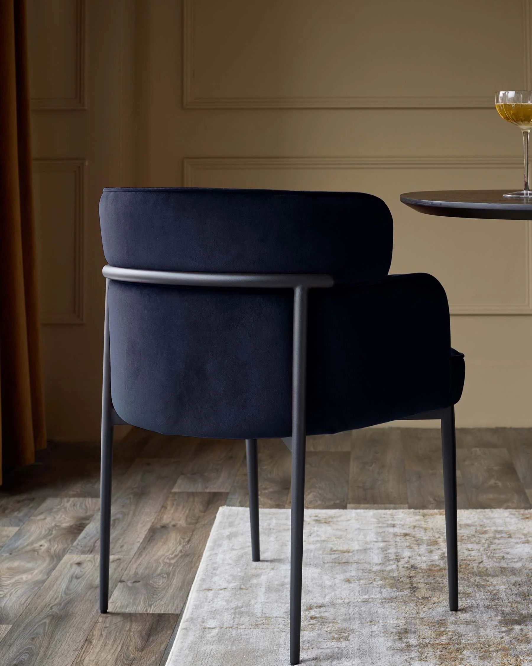 Felix dark navy velvet dining chair - Image 2