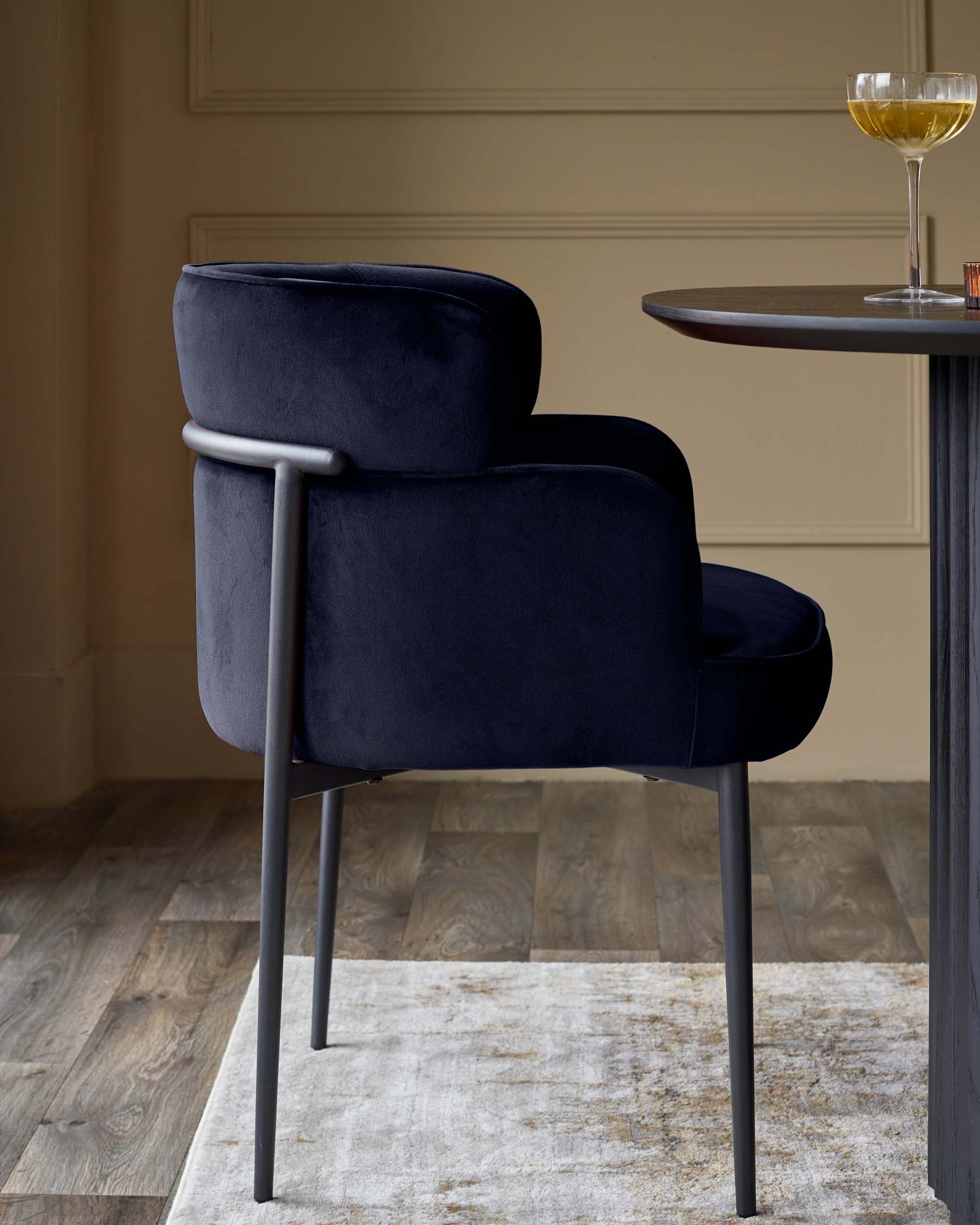 Felix dark navy velvet dining chair - Image 4