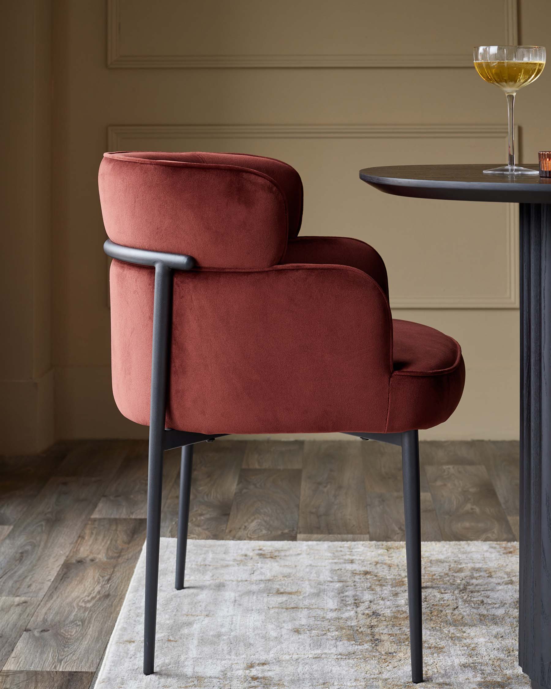 Felix toffee red velvet dining chair - Image 4