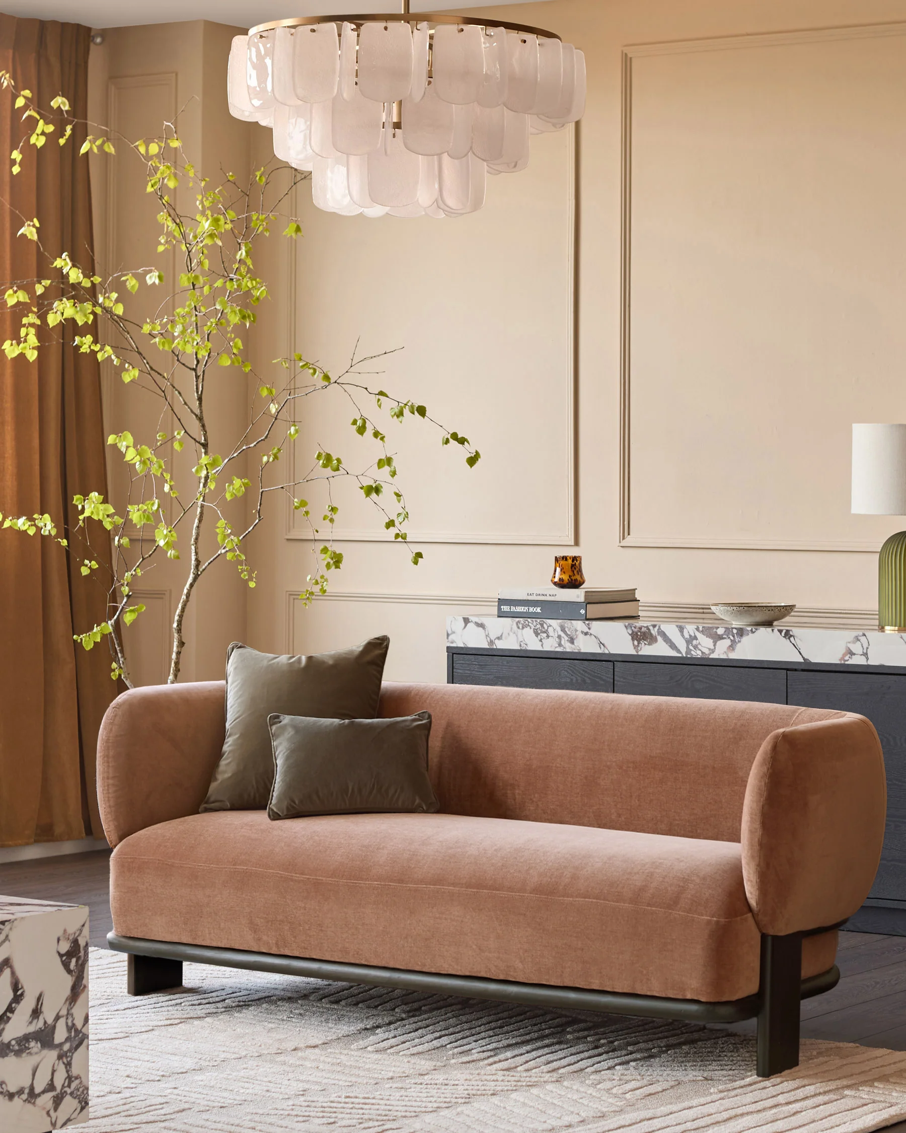 Florence apricot fabric 2 seater sofa