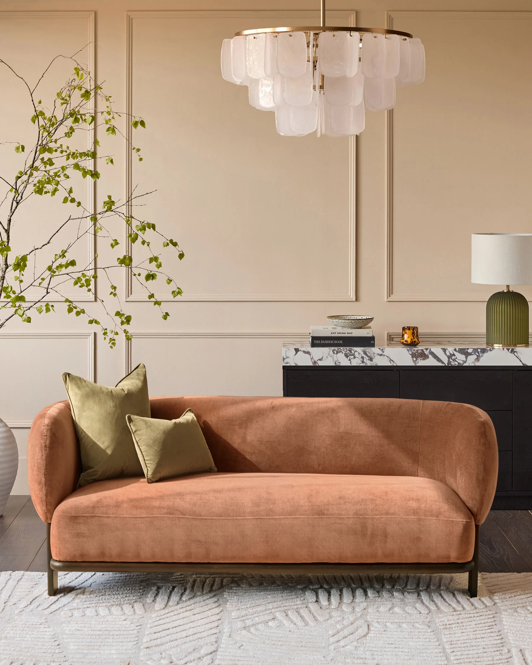 Florence apricot fabric 2 seater sofa - Image 2