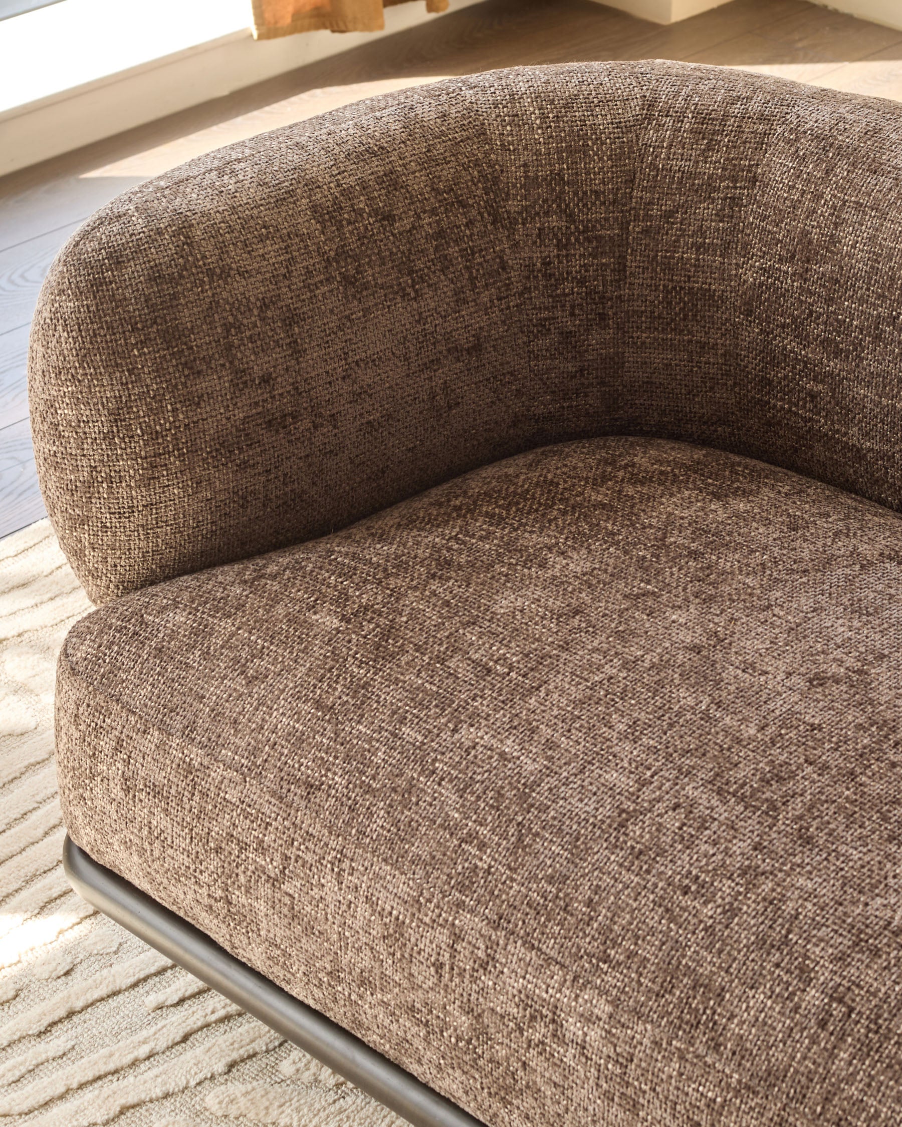 Florence mocha fabric with dark wood 2 seater sofa - Image 8